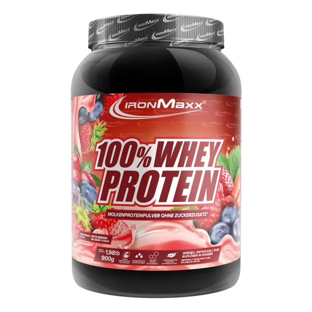Iron Maxx 100% Whey Protein Pulver 900g Red Berry Fusion