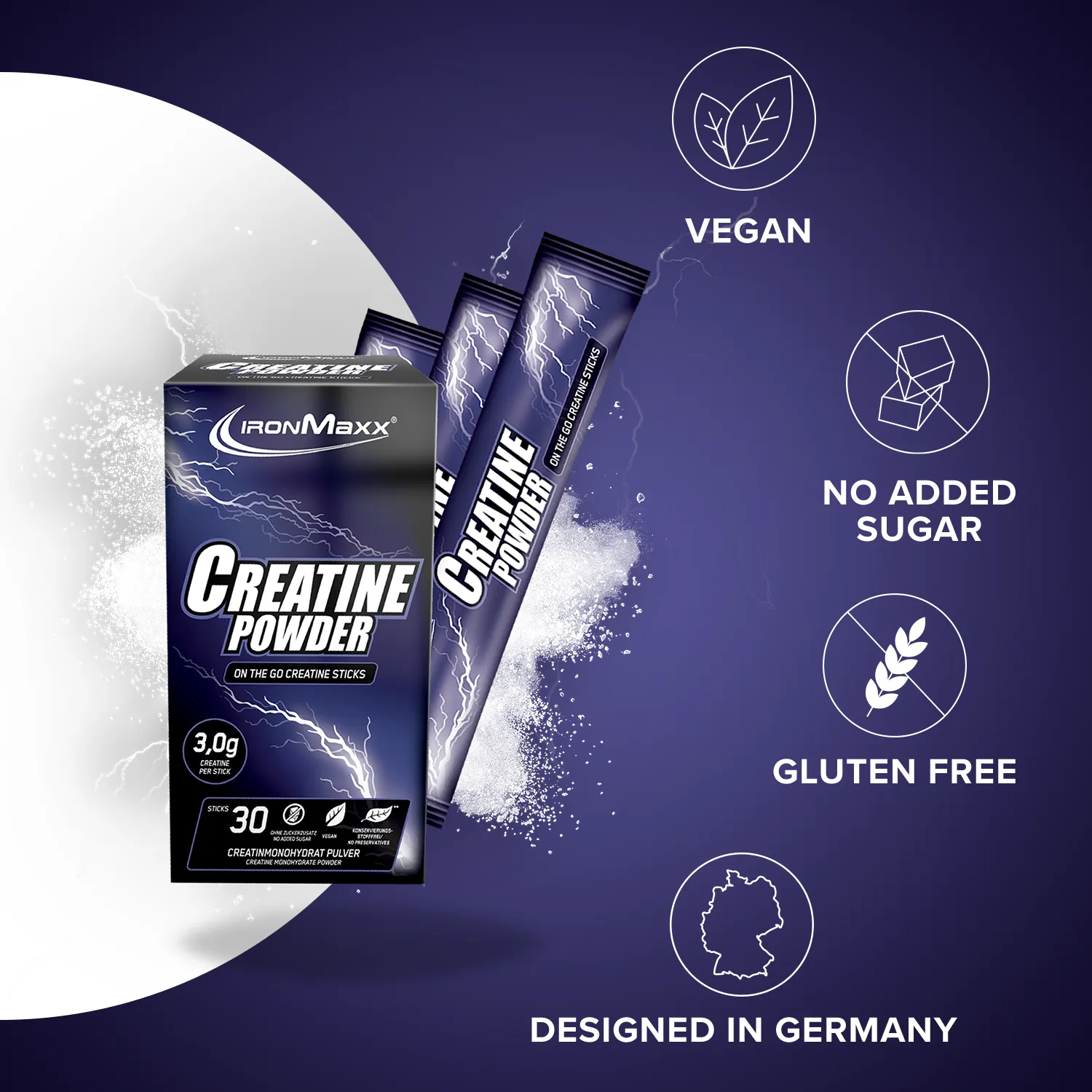 Iron Maxx Creatine Monohydrate Creatin-Sticks 30x3,4g vegan