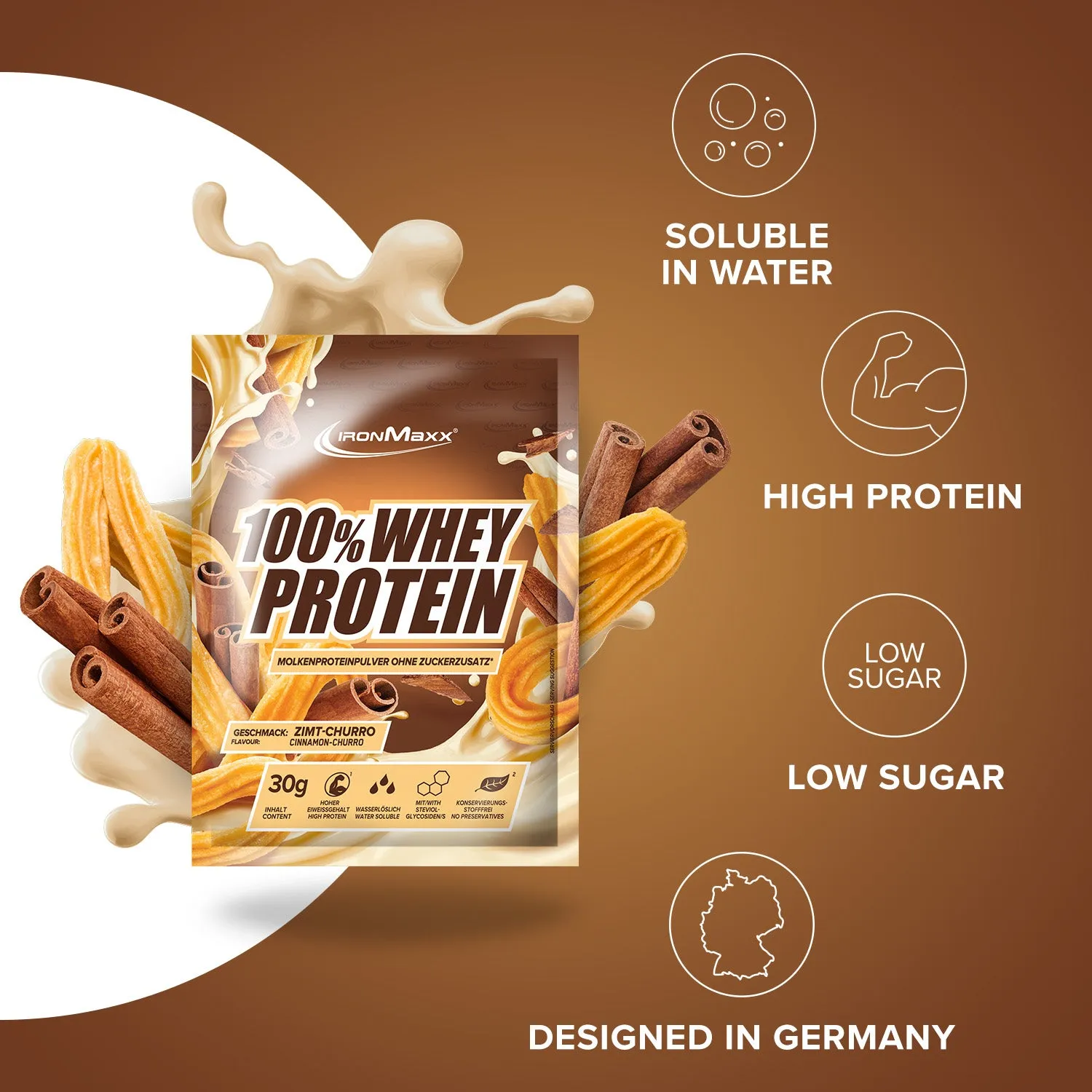 Iron Maxx 100% Whey Protein Cinnamon Churro Probe 30g