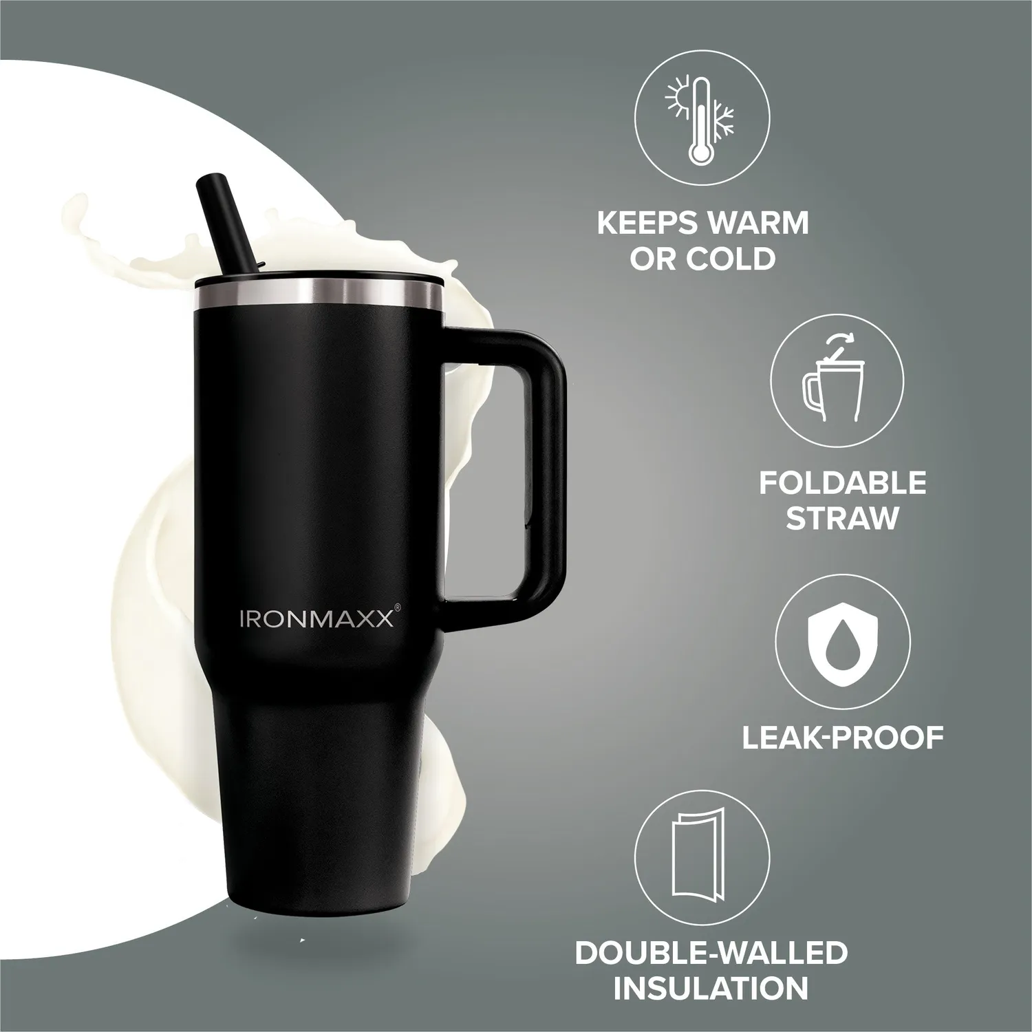 Iron Maxx Cup V4.0 Trinkbecher Deep Black 1200ml isoliert