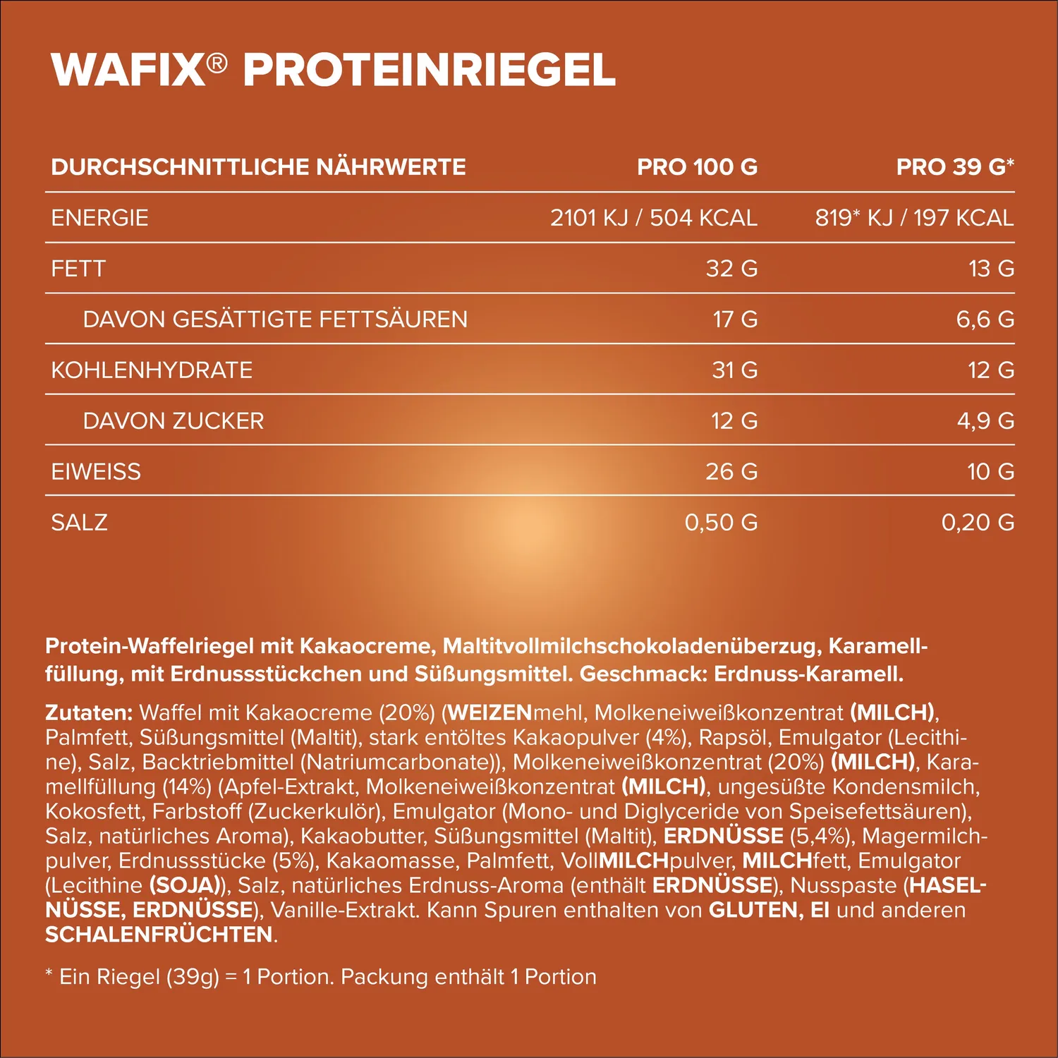 IronMaxx Wafix Proteinriegel 39g Peanut Caramel High Protein