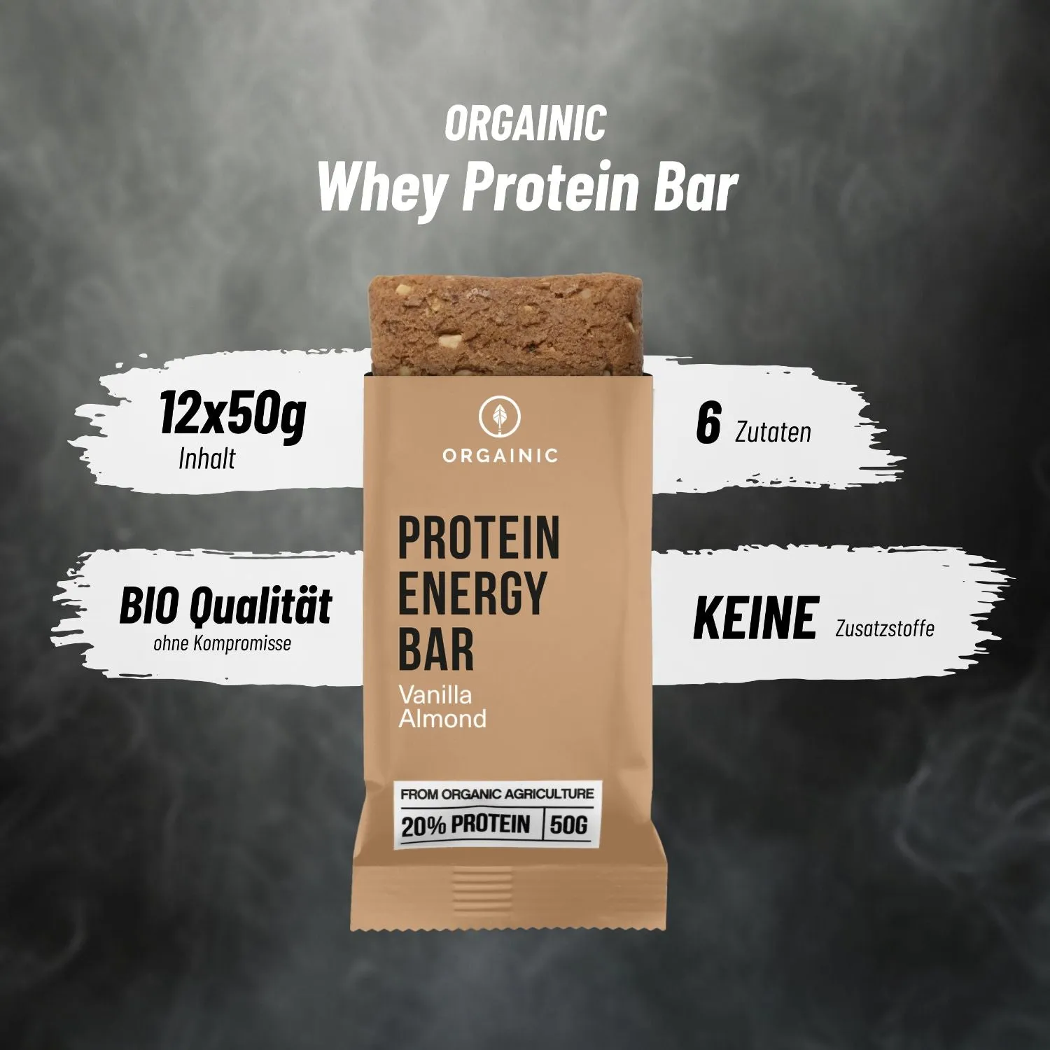 ORGAINIC Bio Protein Energy Bars Proteinriegel Cacao Peanut 12er Box ohne Zuckerzusatz