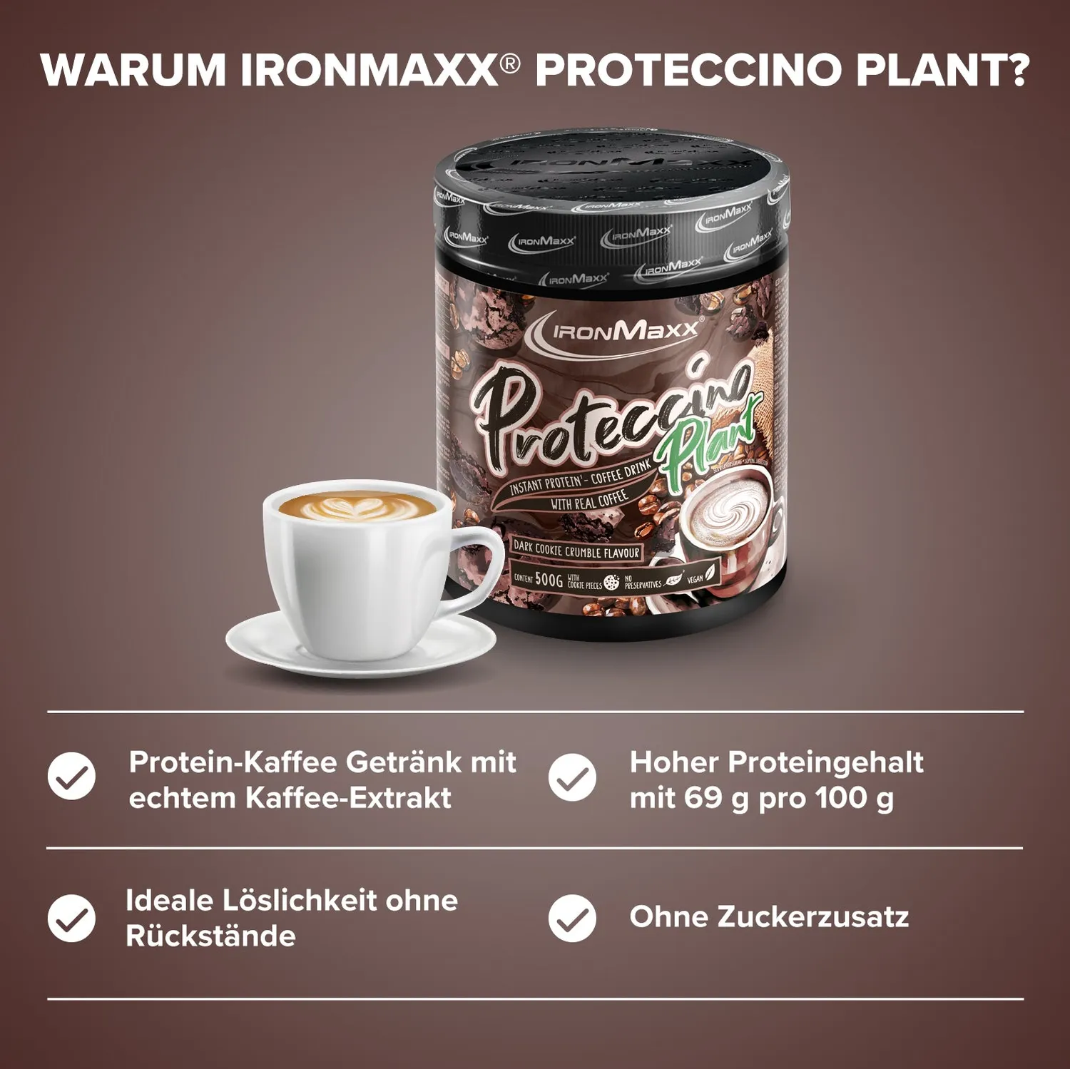 Iron Maxx Proteccino Plant Proteinpulver 500g Cookie Crumble vegan