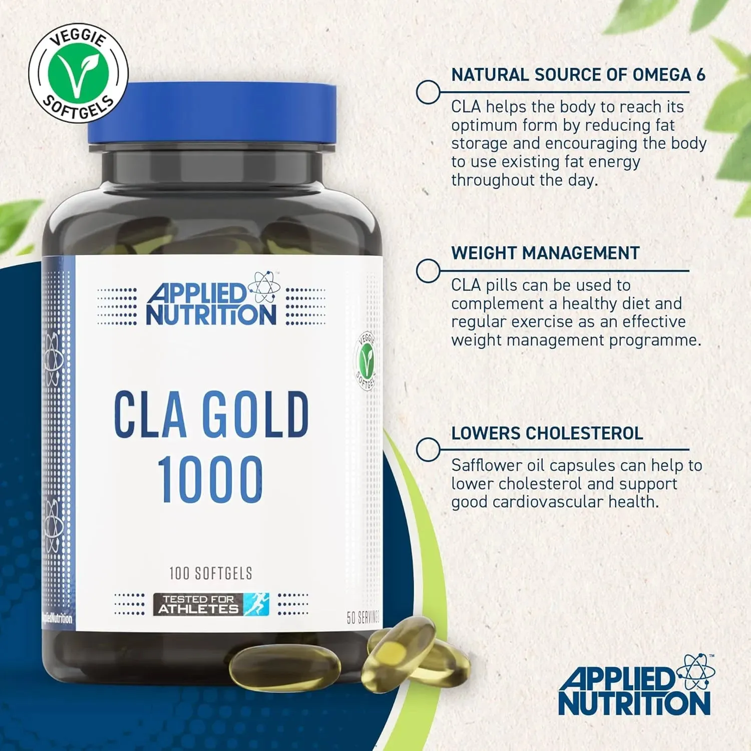 Applied Nutrition CLA Gold 1000 CLA-Kapseln konjugierte Linolsäure