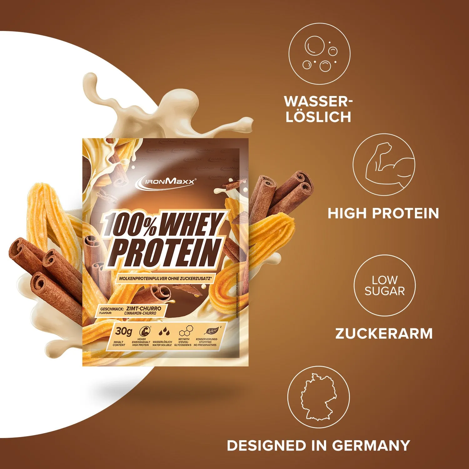 Iron Maxx 100% Whey Protein Cinnamon Churro Probe 30g