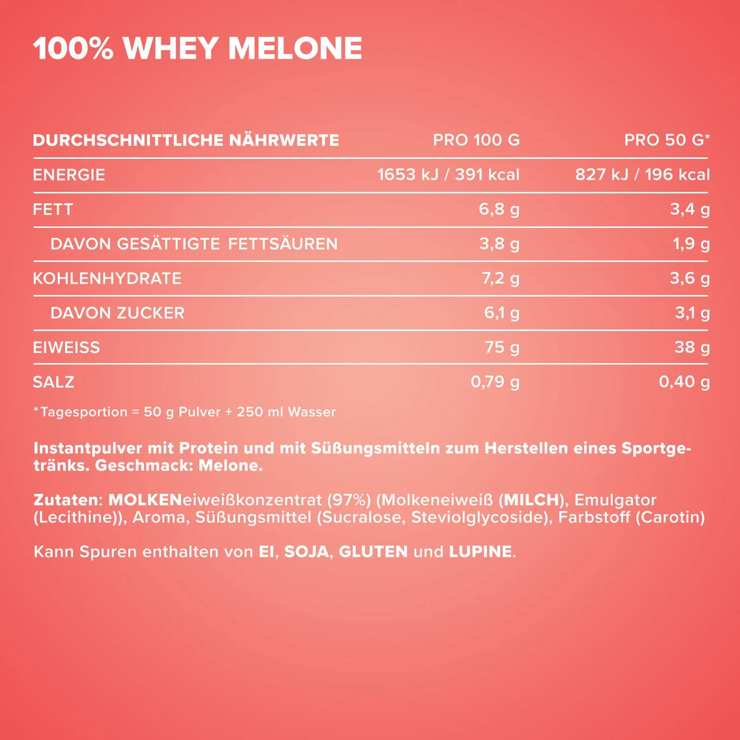 Iron Maxx 100% Whey Protein Pulver Melone 500g zuckerfrei