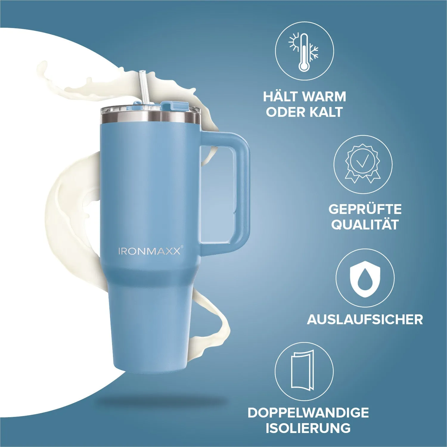 Iron Maxx Cup V3.0 1200 ml Trinkbecher Ice Blue isoliert