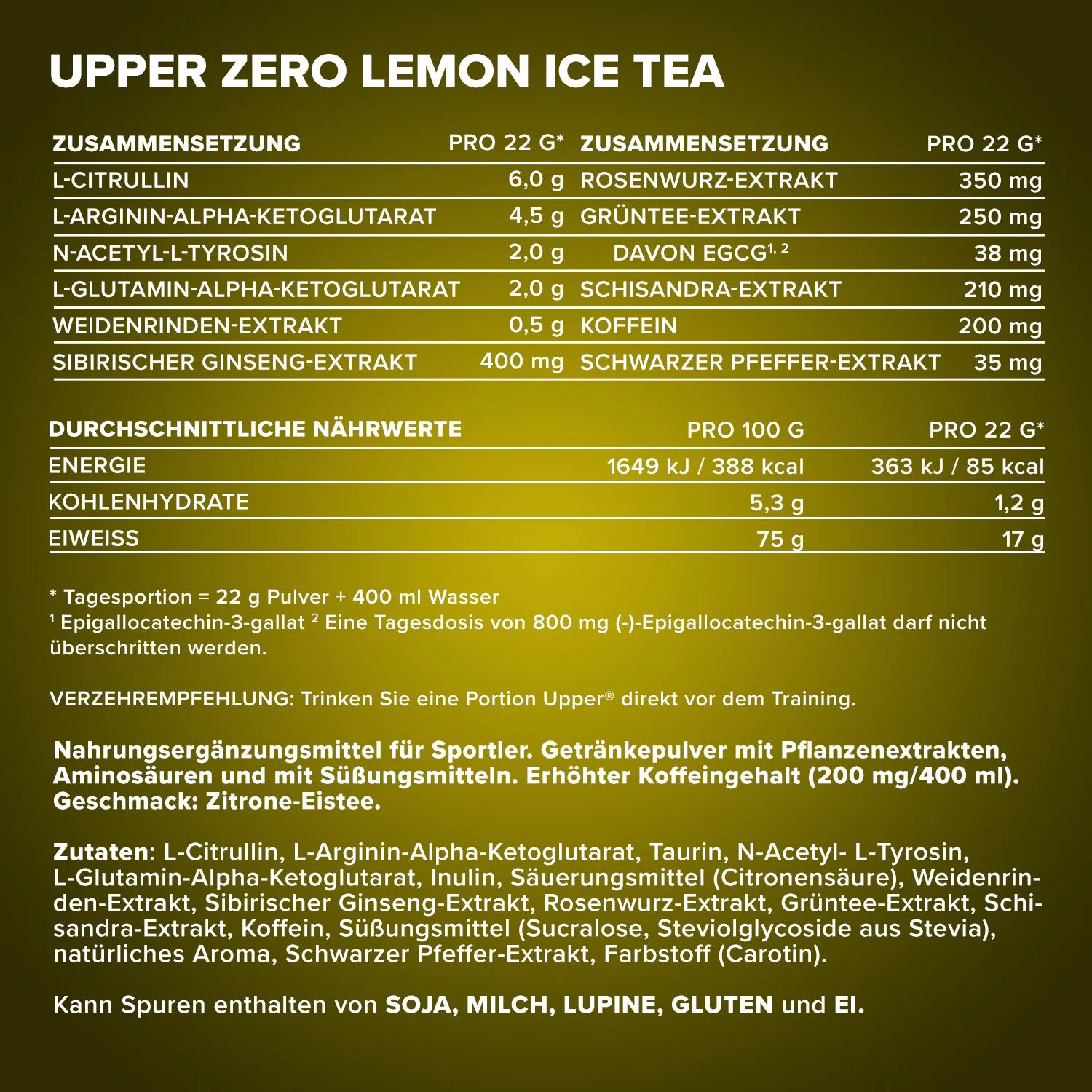 Iron Maxx Upper Zero 440 g Trainingsbooster Lemon Ice Tea