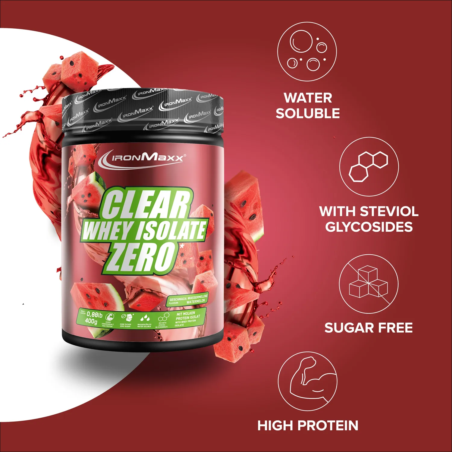 Iron Maxx Clear Whey Isolate ZERO Protein 400g Watermelon