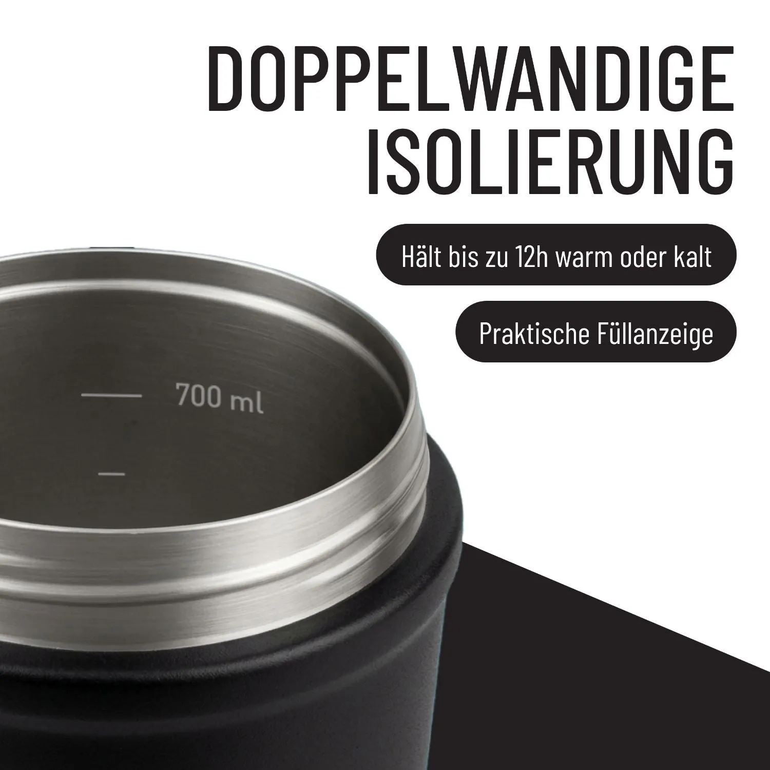 ORGAINIC Shaker 2.0 Edelstahl 700ml Black isoliert