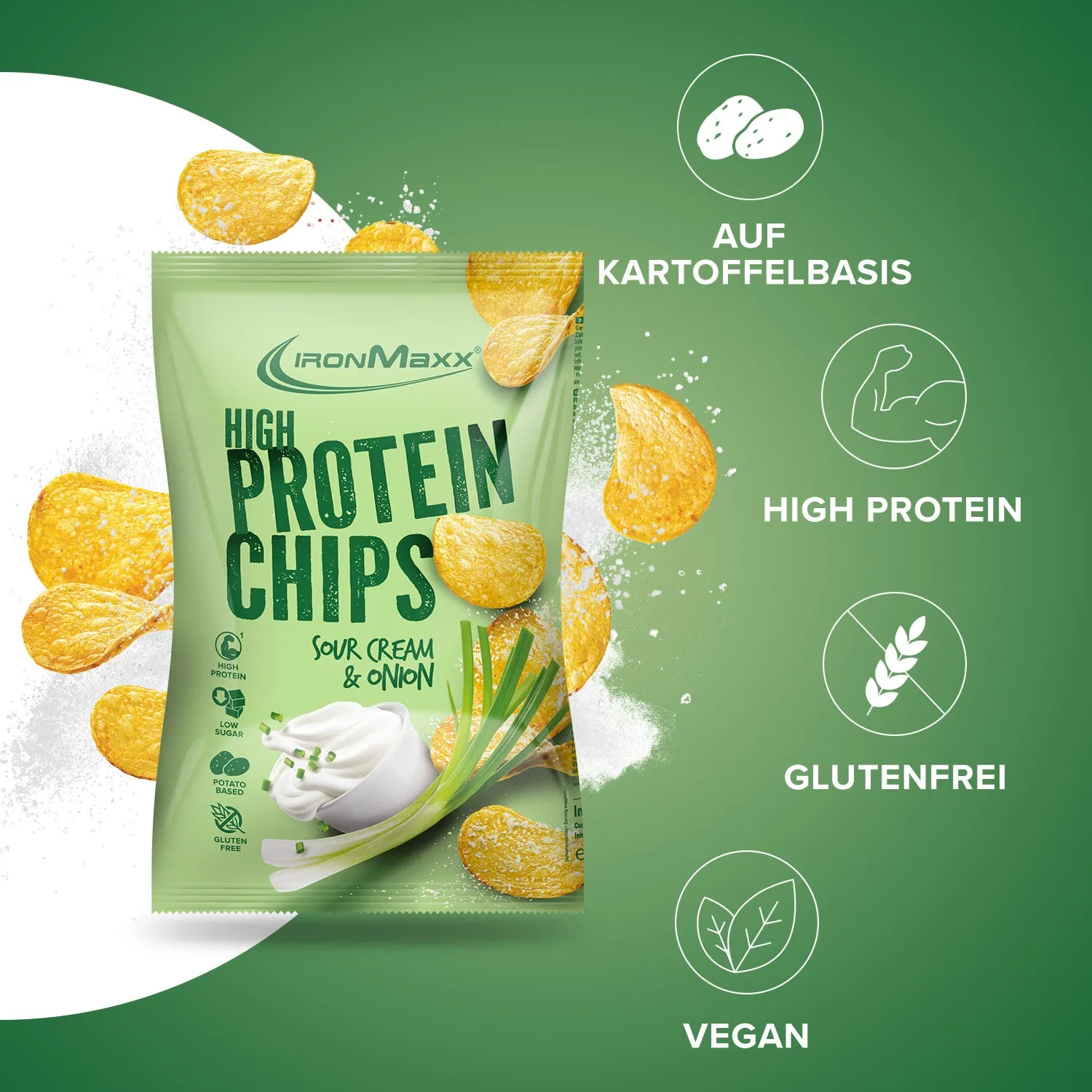 Iron Maxx High Protein Potato Chips Sour Cream Onion 60g vegan