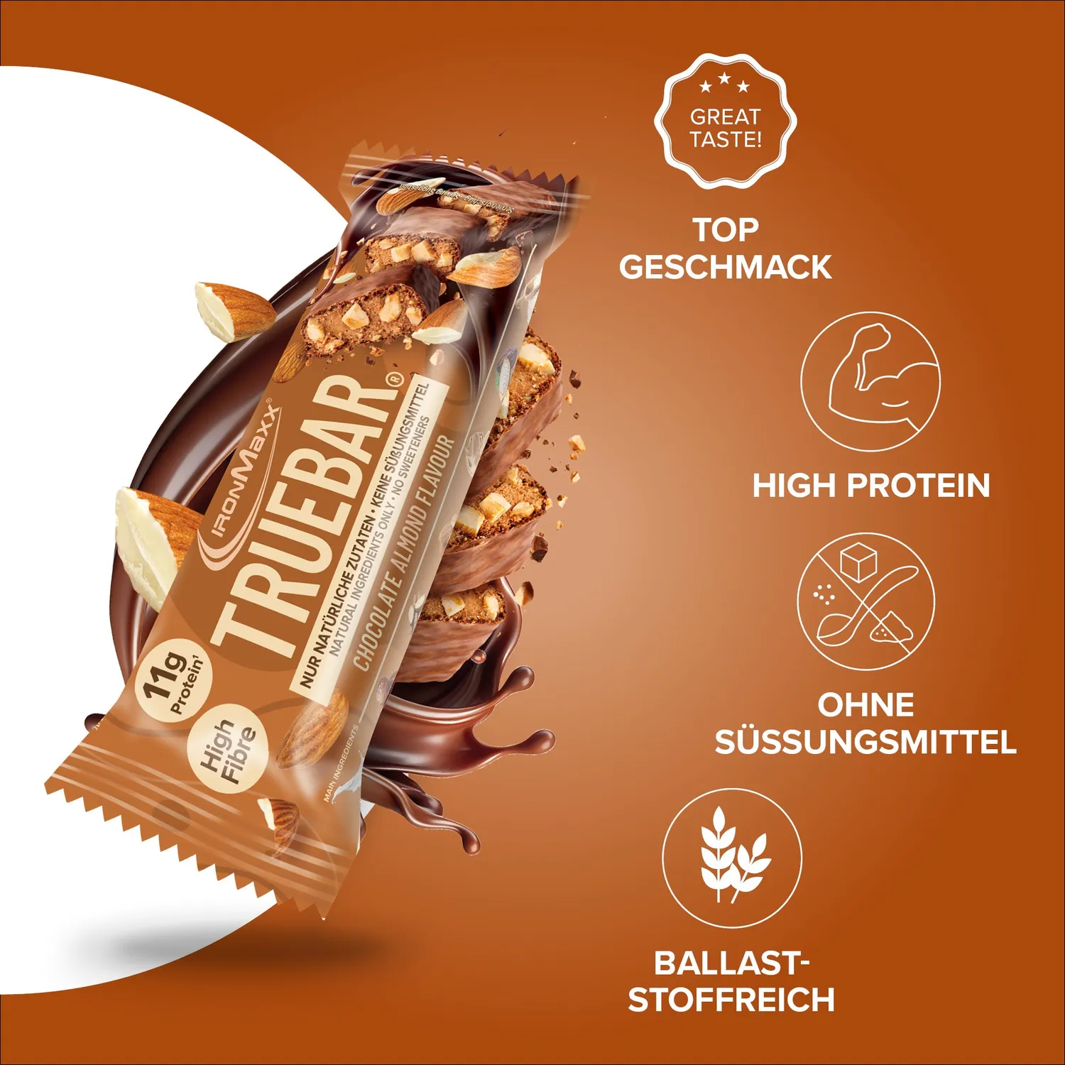 Iron Maxx TrueBar Proteinriegel Chocolate Almond 12x45g High Protein