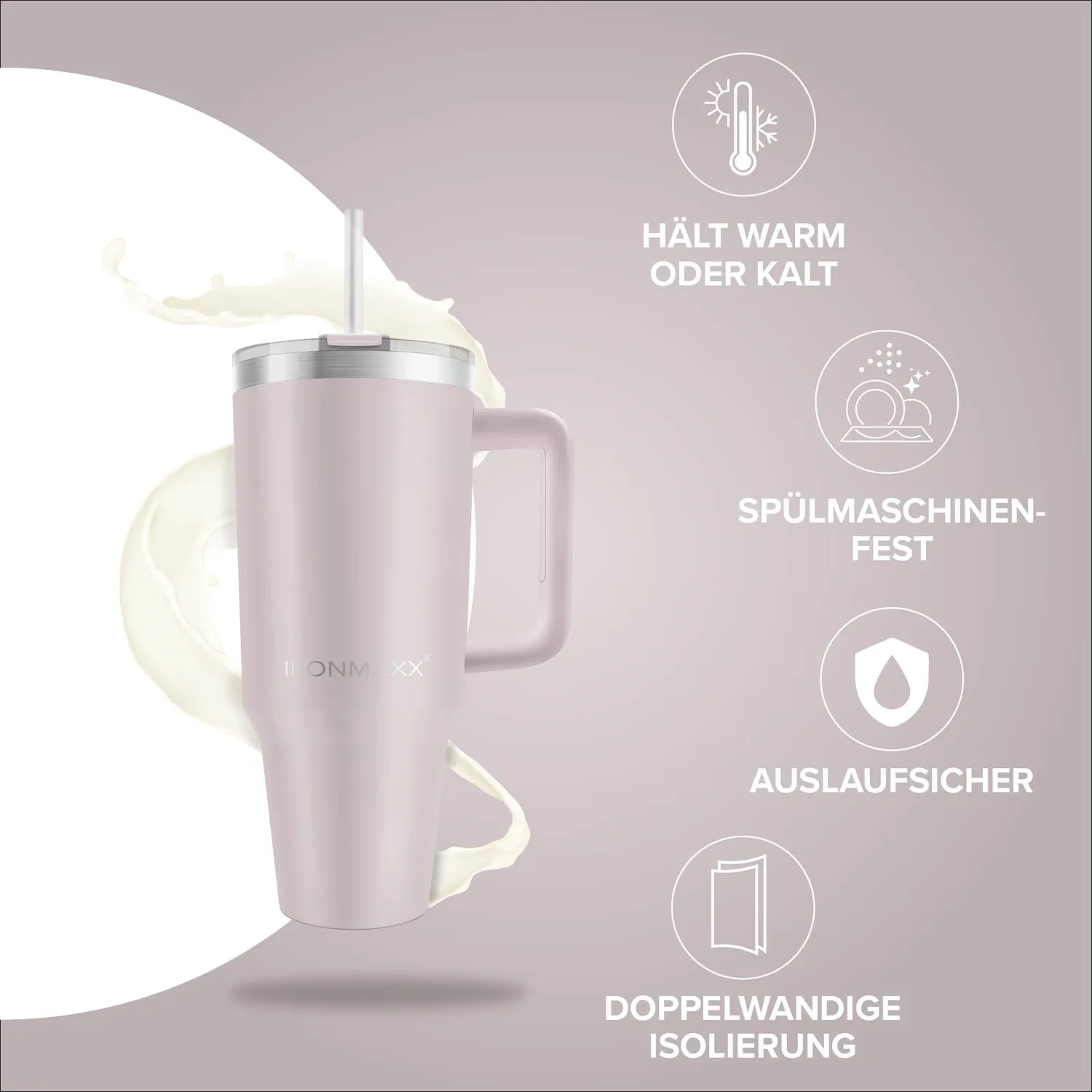 Iron Maxx Cup V3.0 Trinkflasche Rose 1200 ml Edelstahl isoliert