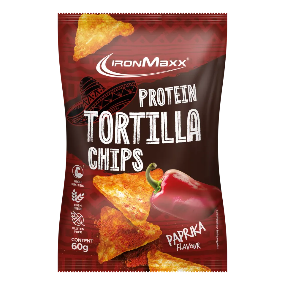 Iron Maxx Protein Tortilla Chips 2.0 60 g Paprika vegan gebacken