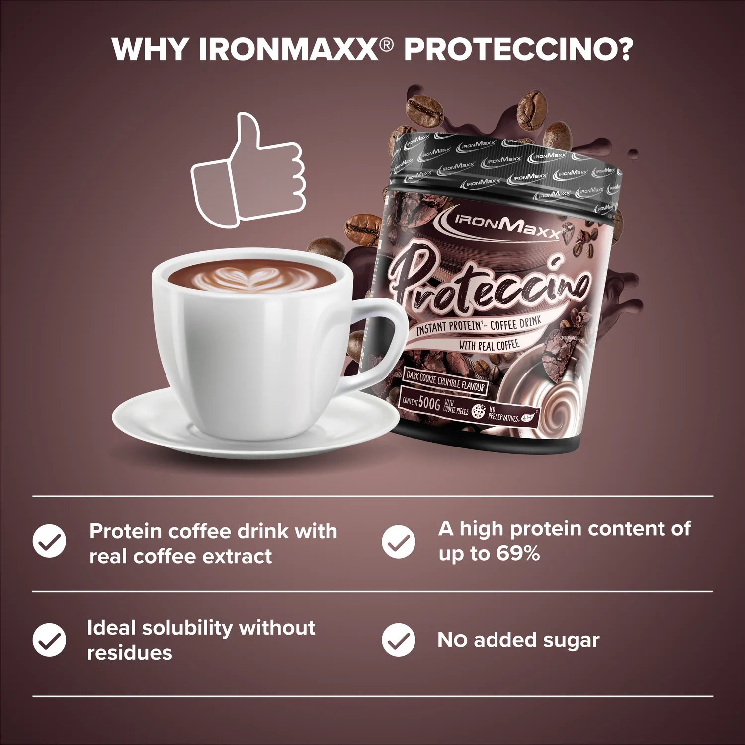 Iron Maxx Proteccino Protein Kaffee 500g Cookie Koffein