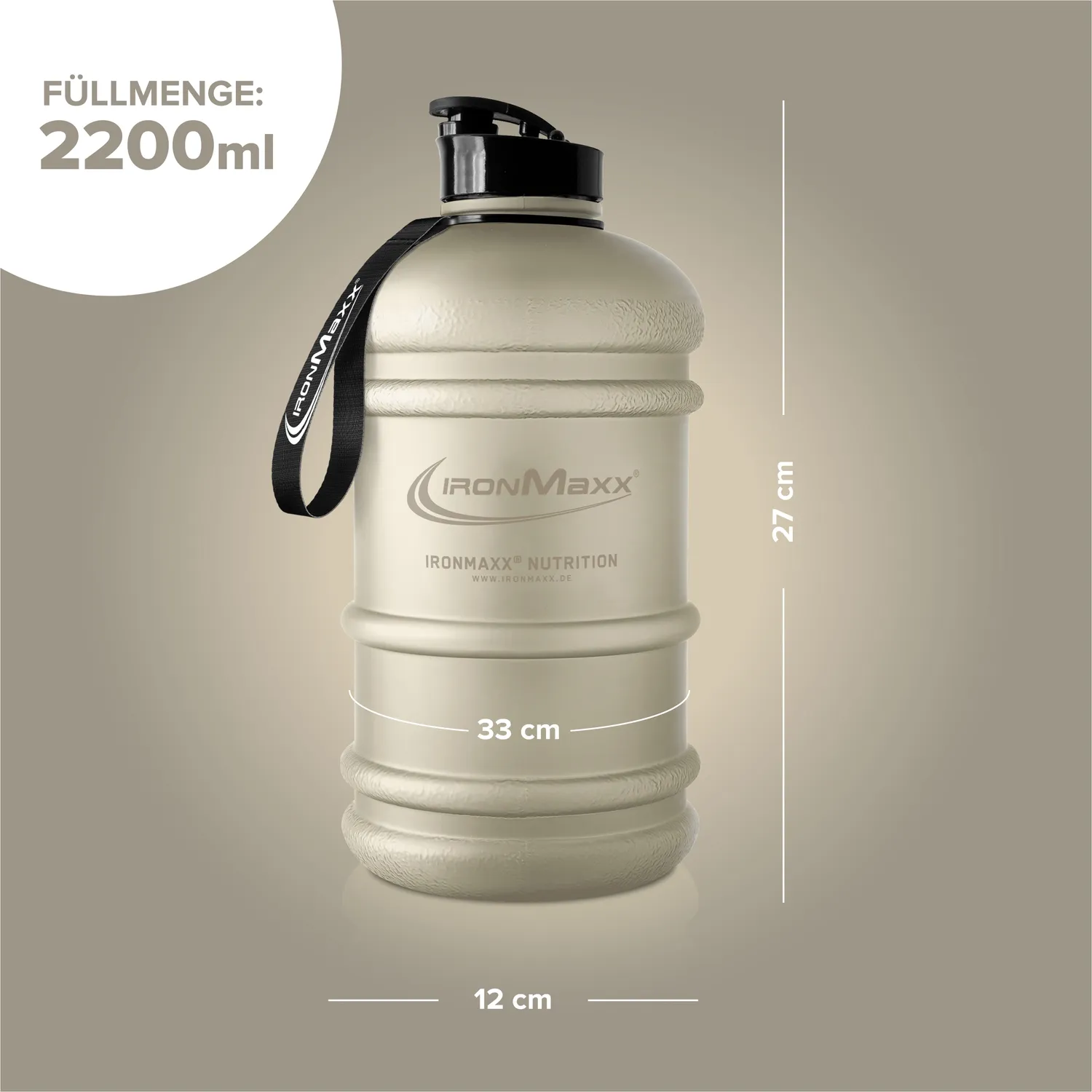 Iron Maxx Water Gallon Trinkflasche 2200ml Sandstone BPA-frei