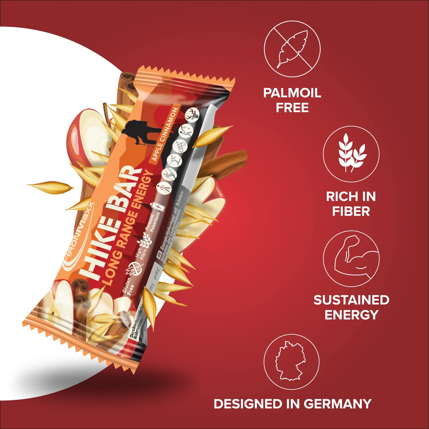 Iron Maxx Hike Bar Energieriegel Apple Cinnamon 60g vegan