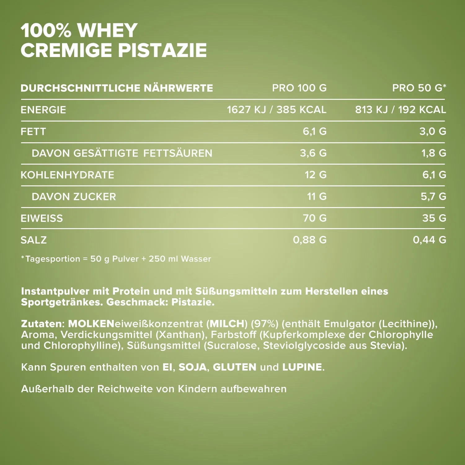 Iron Maxx 100% Whey Protein Creamy Pistazie Pulver 2350g zuckerfrei