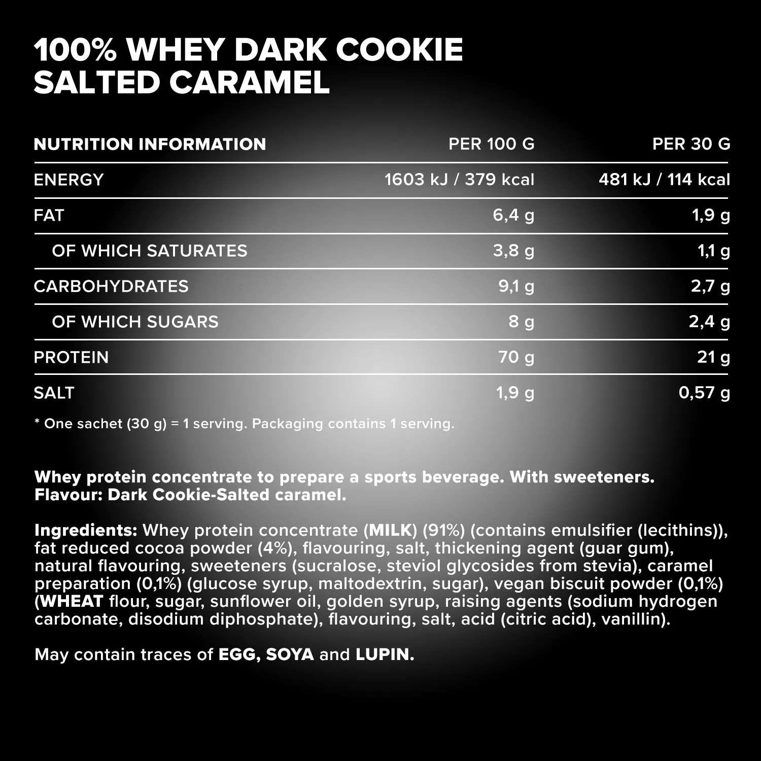 Iron Maxx 100% Whey Protein Pulver Dark Cookies Salted Caramel 30 g zuckerfrei