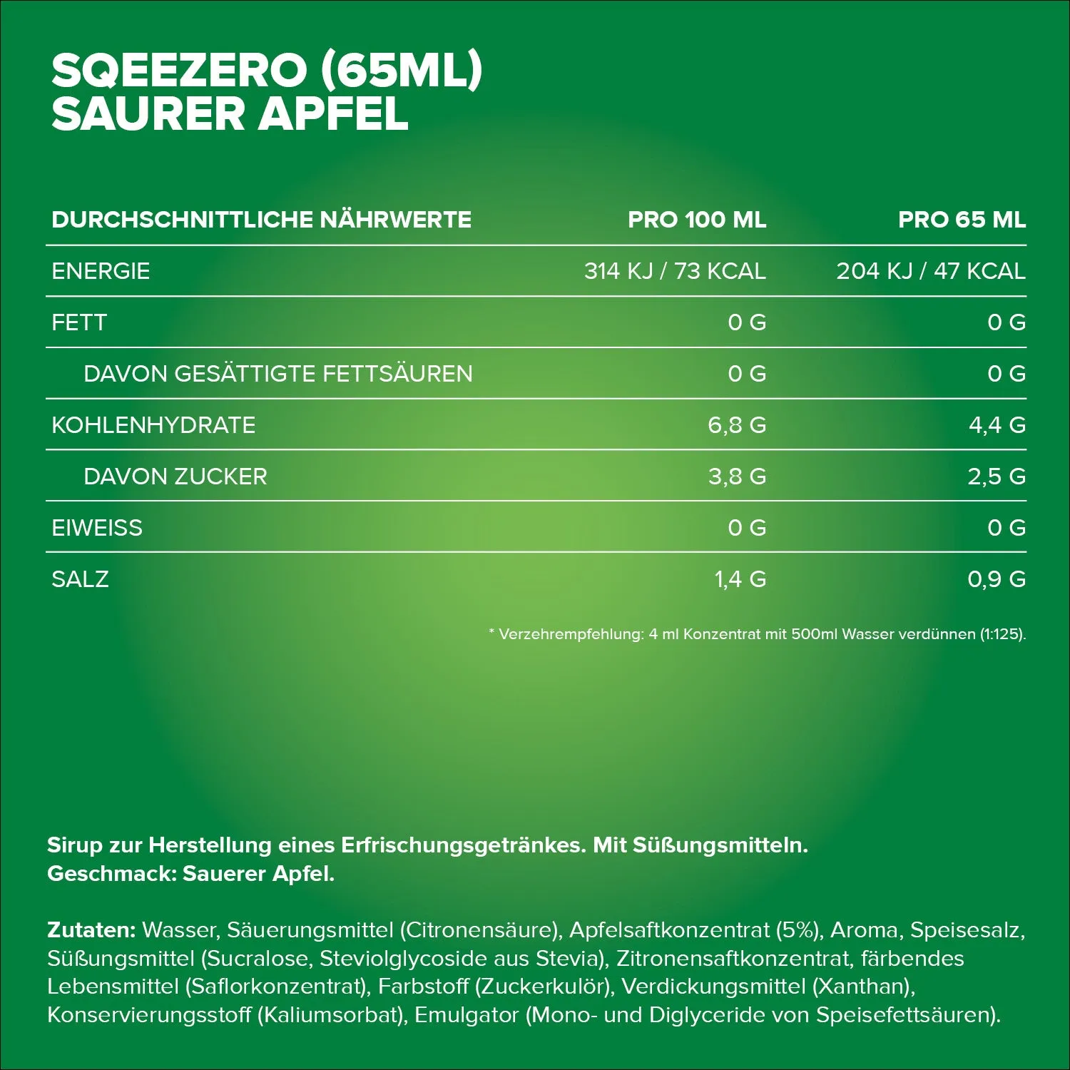 Iron Maxx SqueeZero 65ml Sour Green Apple Getränkesirup zuckerfrei