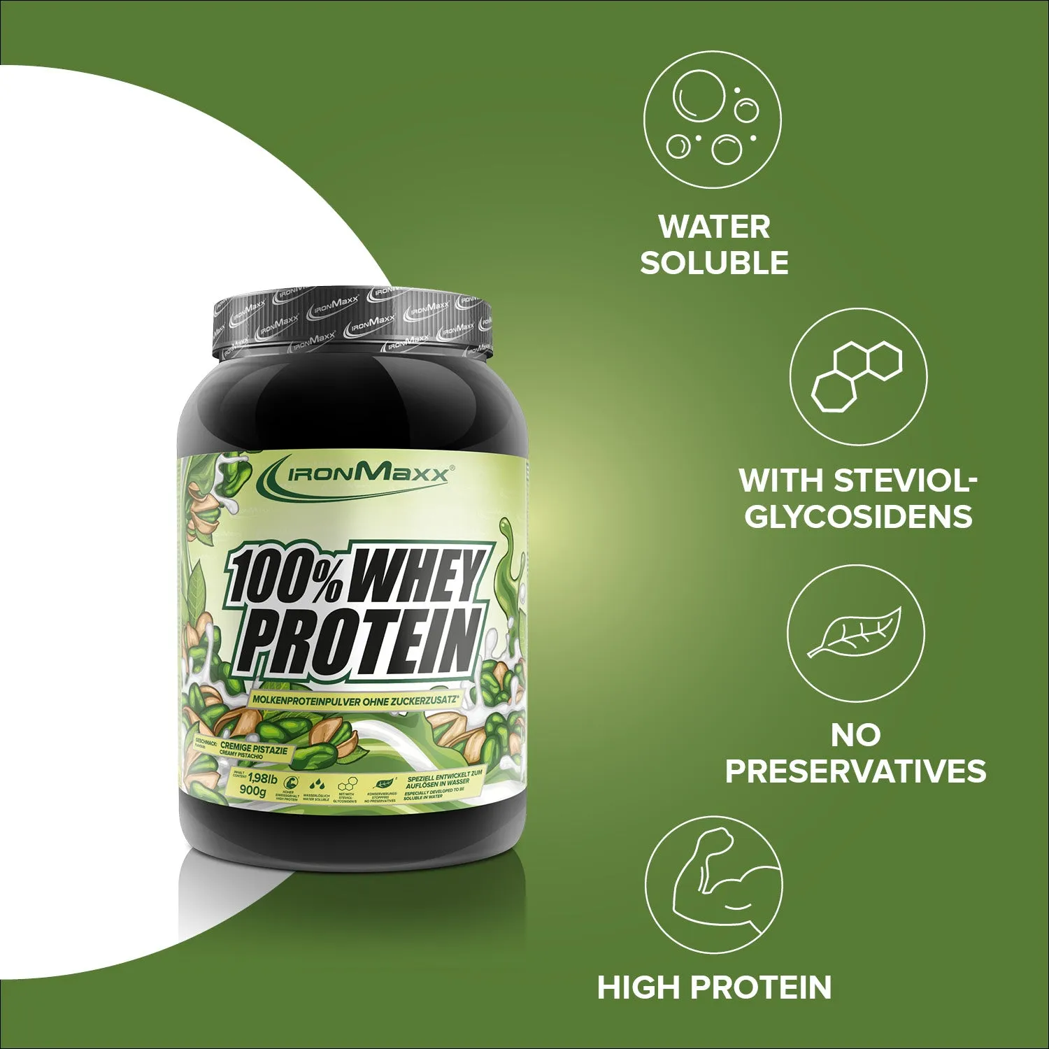 Iron Maxx 100% Whey Protein Pulver 900g Pistazie