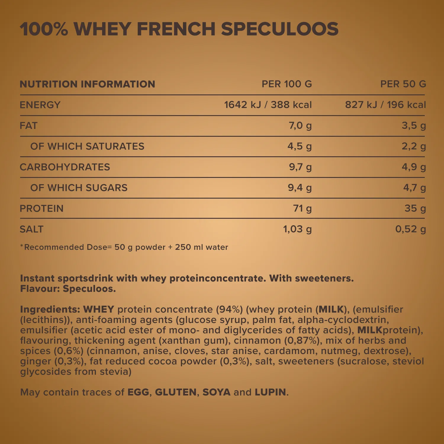 IronMaxx 100% Whey Protein Whey Pulver Spekulatius 500 g zuckerfrei