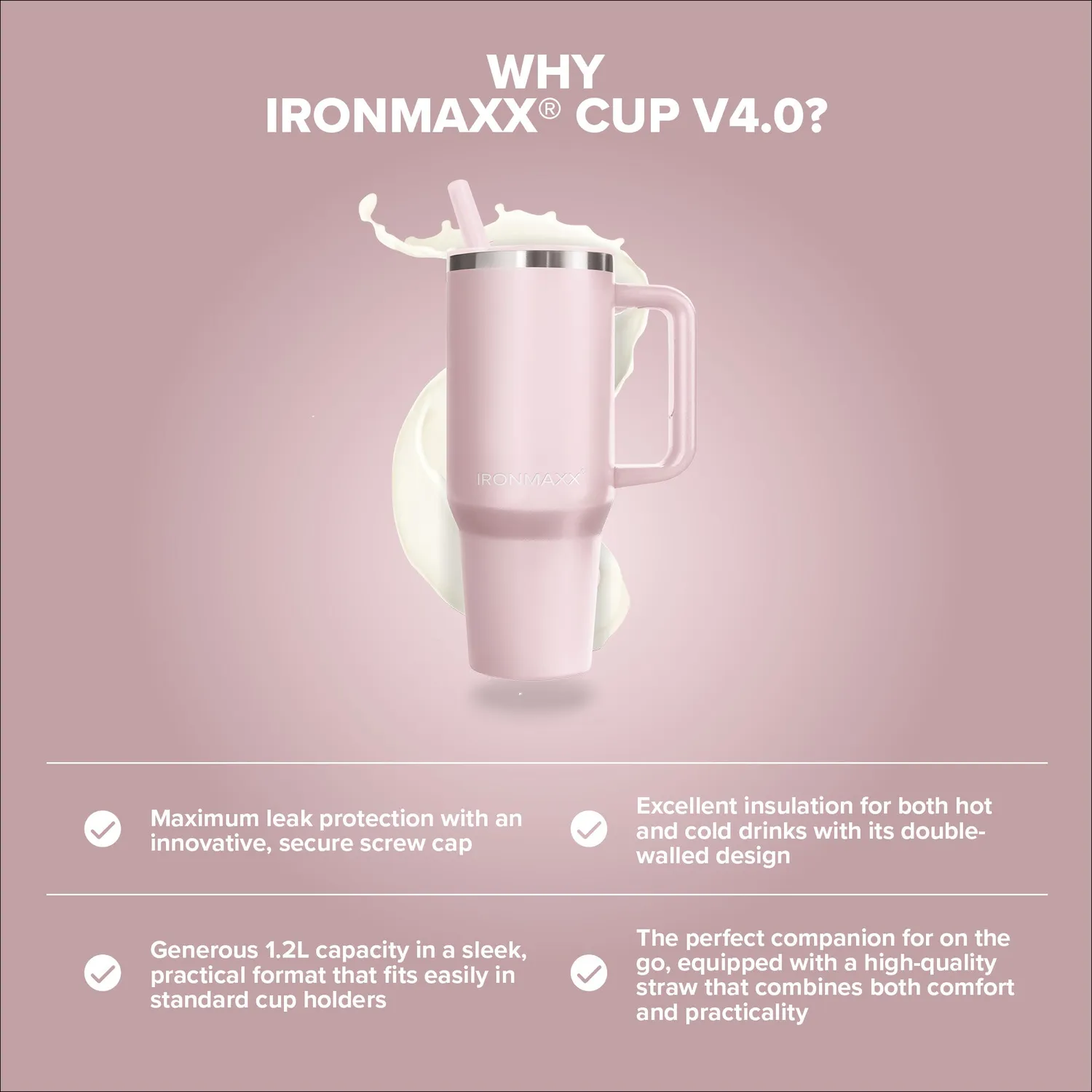 Iron Maxx Cup V4.0 Thermobecher Rose 1200ml doppelwandig