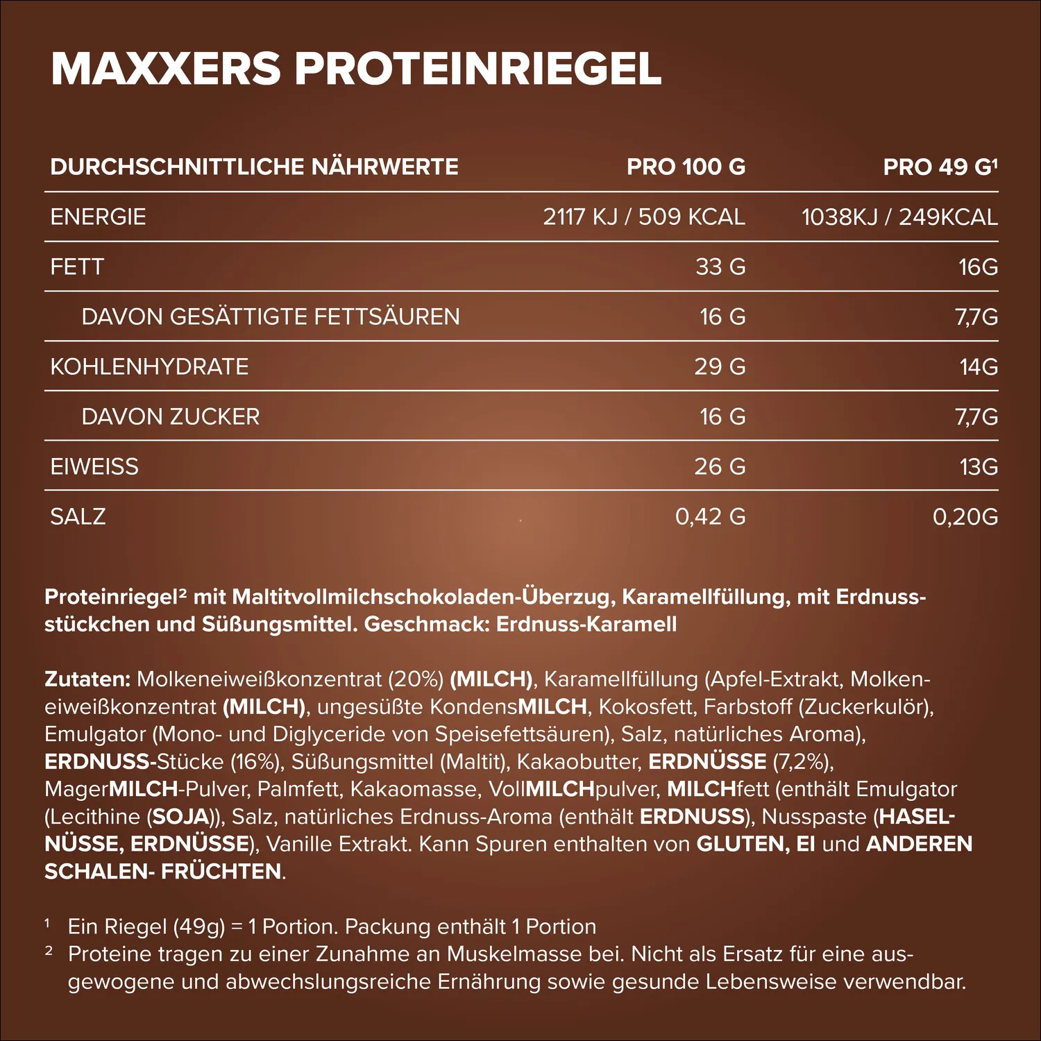 Iron Maxx Maxxers Proteinriegel 12x49g Peanut Caramel