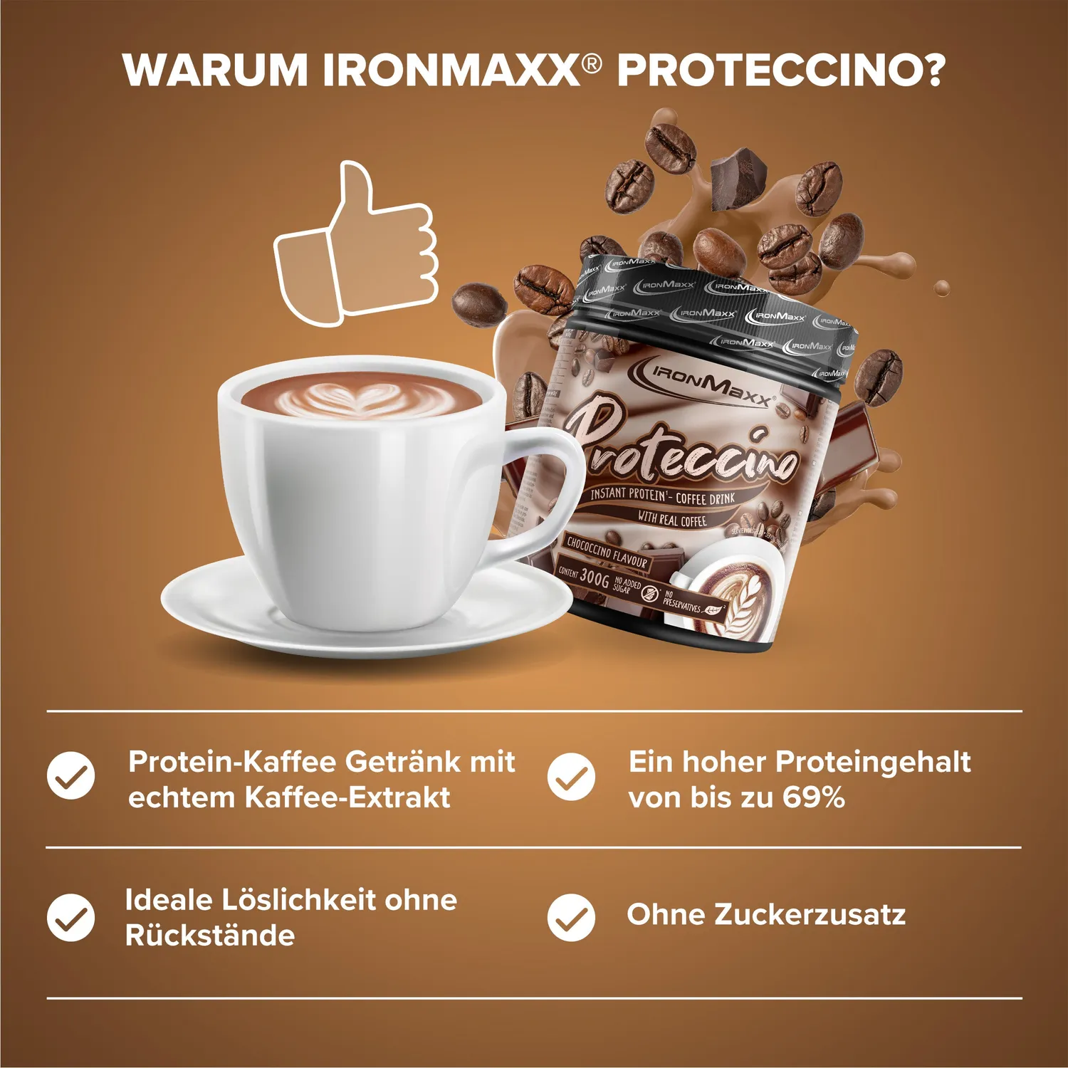 Iron Maxx Proteccino Protein Kaffee 300g Chococcino Koffein