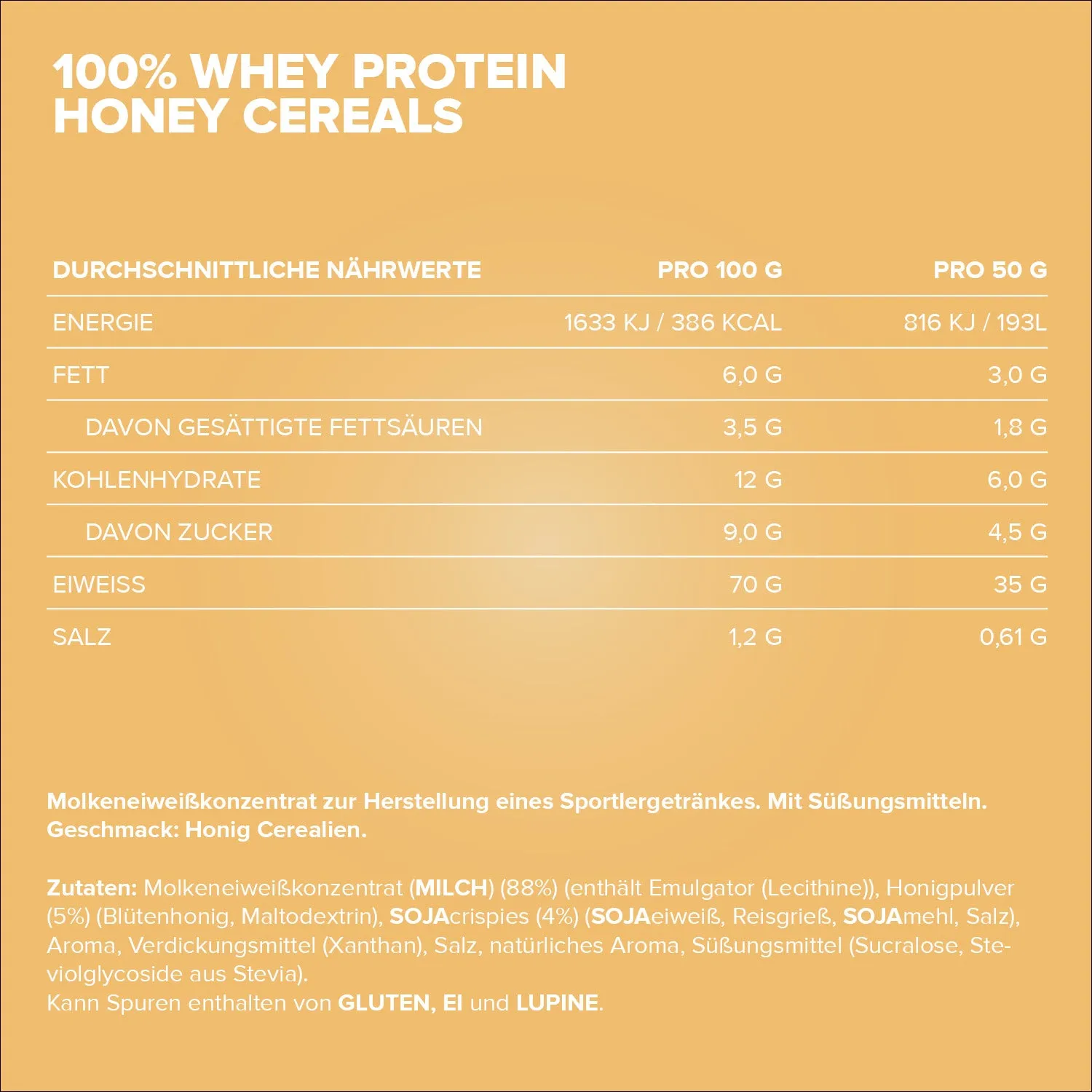 IronMaxx 100% Whey Protein Pulver 500g Honey Cereal