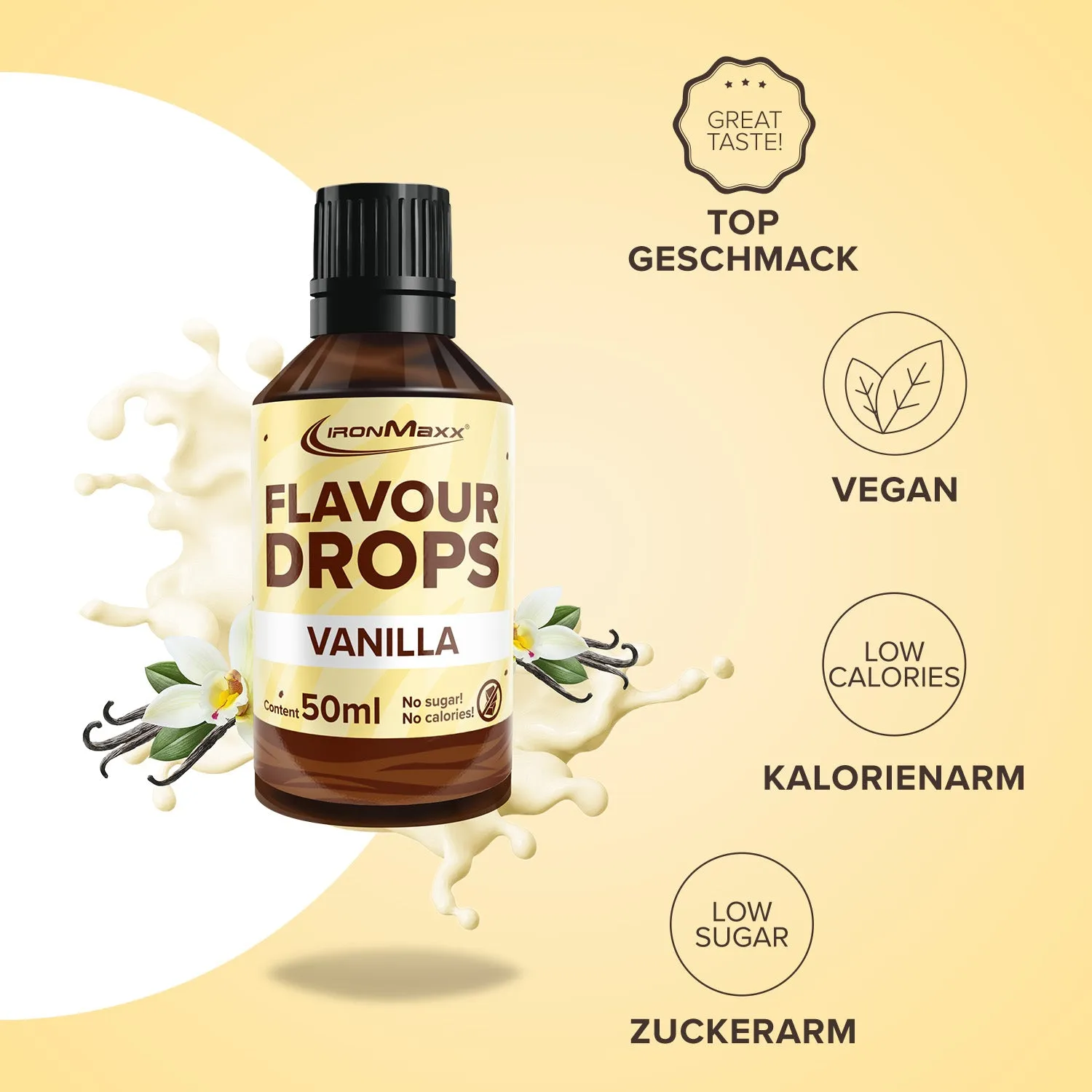 Iron Maxx Flavour Drops 50 ml Vanille kalorienarmes Aroma