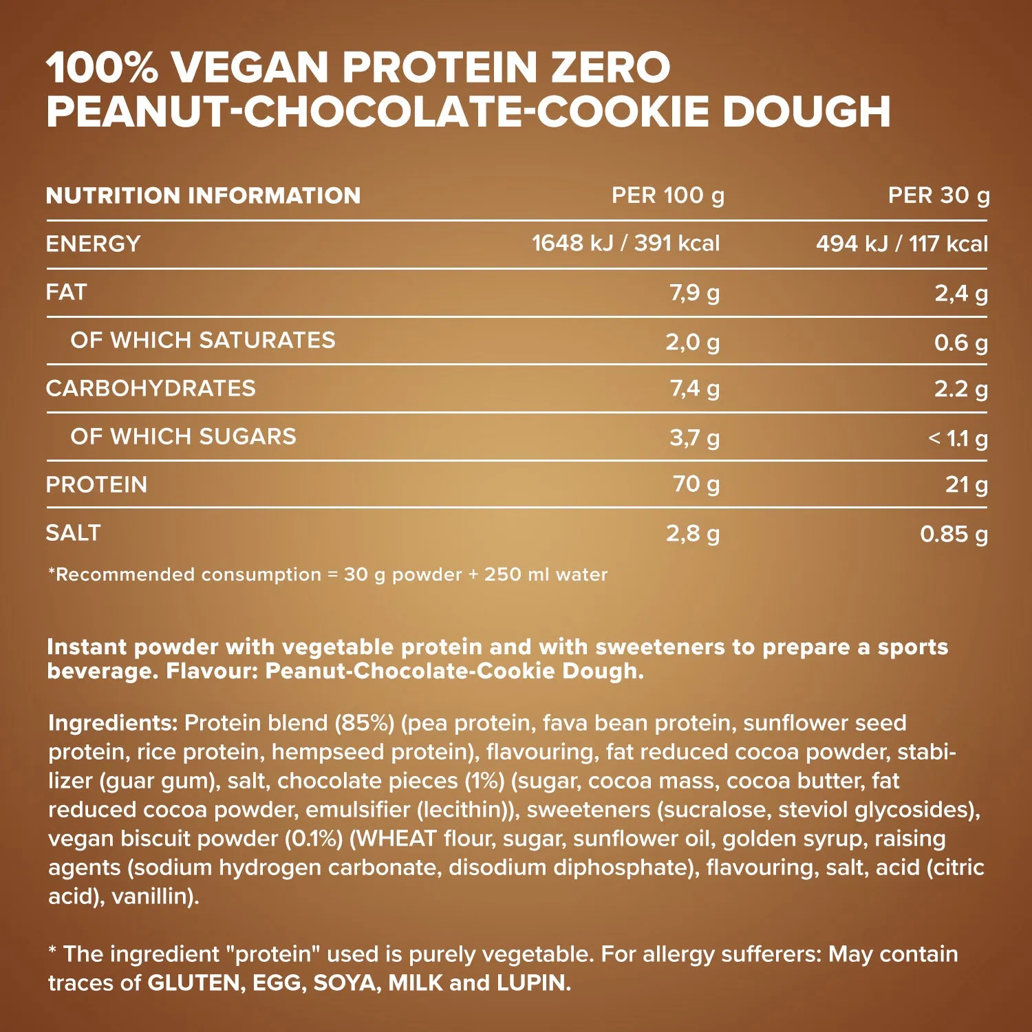 Iron Maxx 100% Vegan Protein Zero 500 g Proteinpulver Peanut Chocolate Cookie Dough