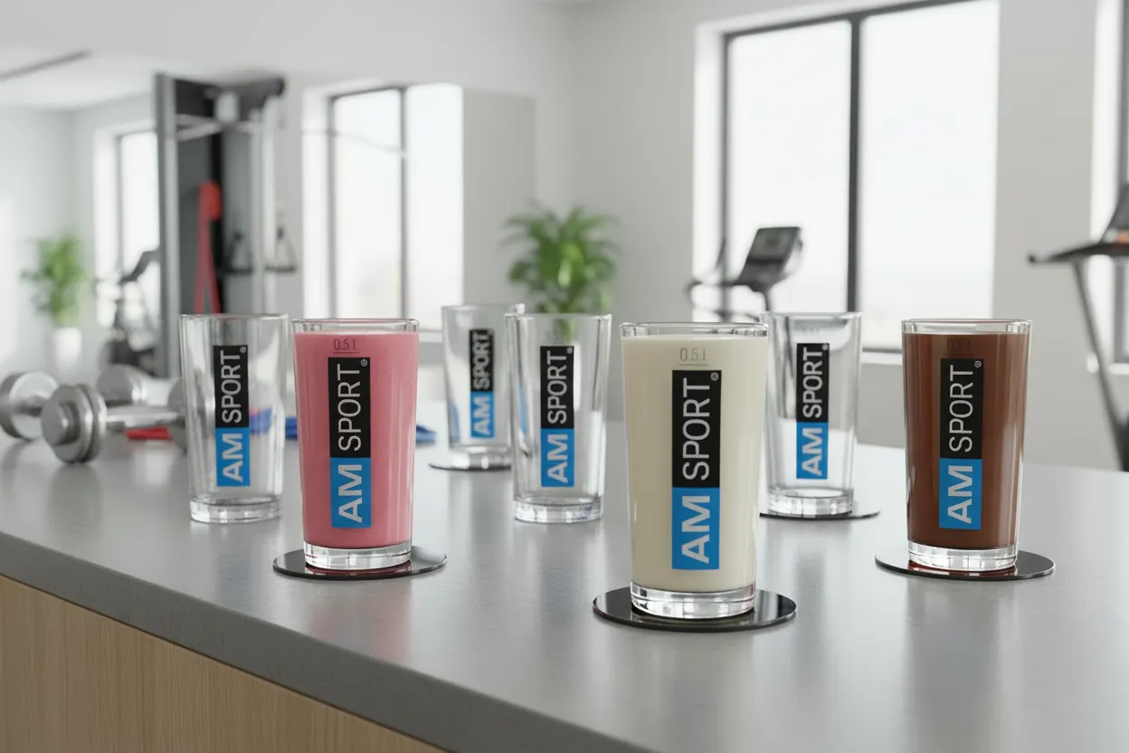 AMSPORT Glas Trinkglas 0,5 Liter mit Logo