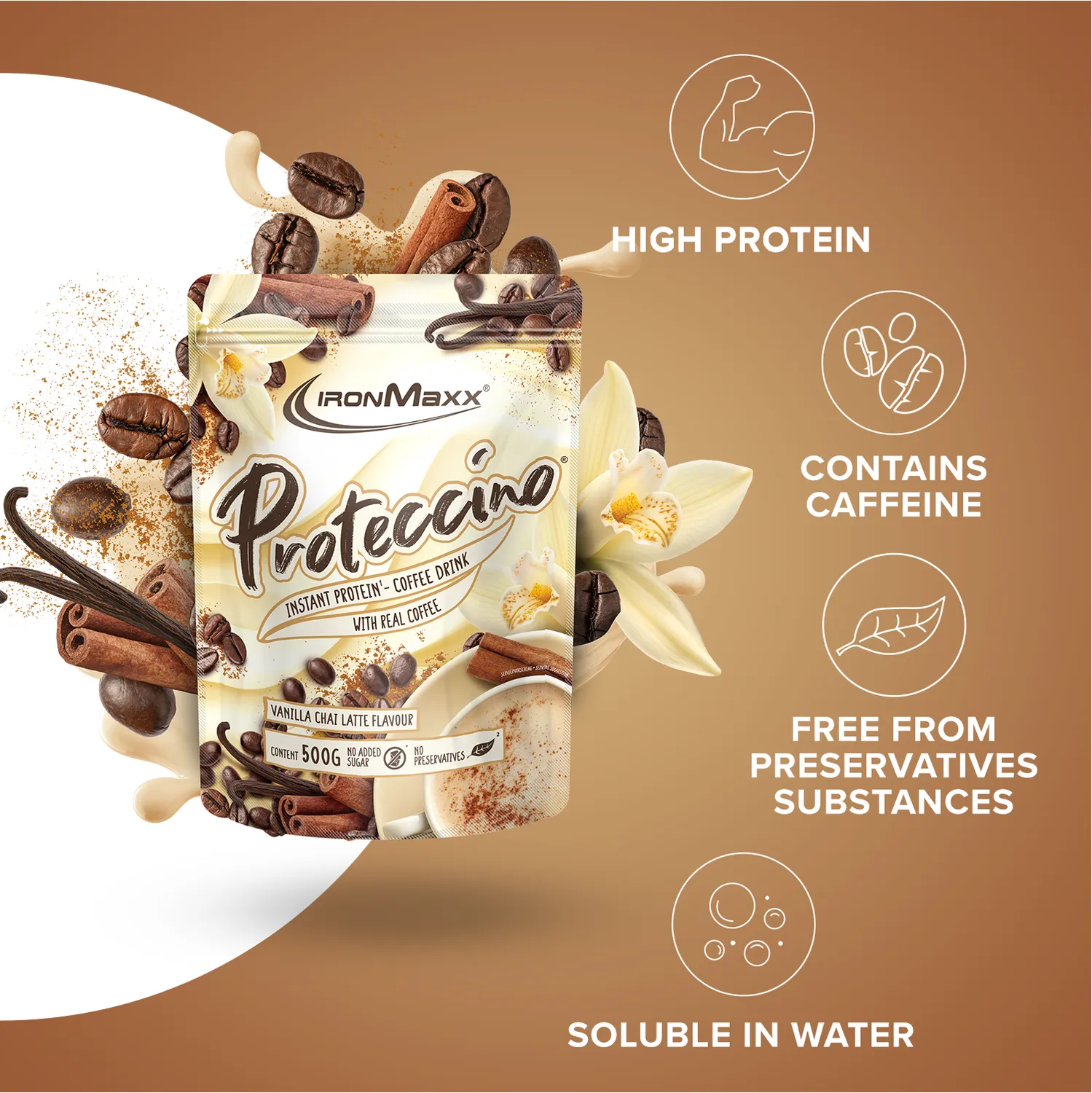 Iron Maxx Proteccino Protein Kaffee Vanilla Chai Latte 500g