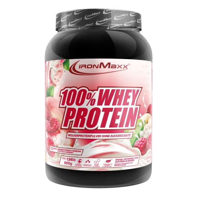Iron Maxx 100% Whey Protein 900 g White Peach Raspberry zuckerfrei