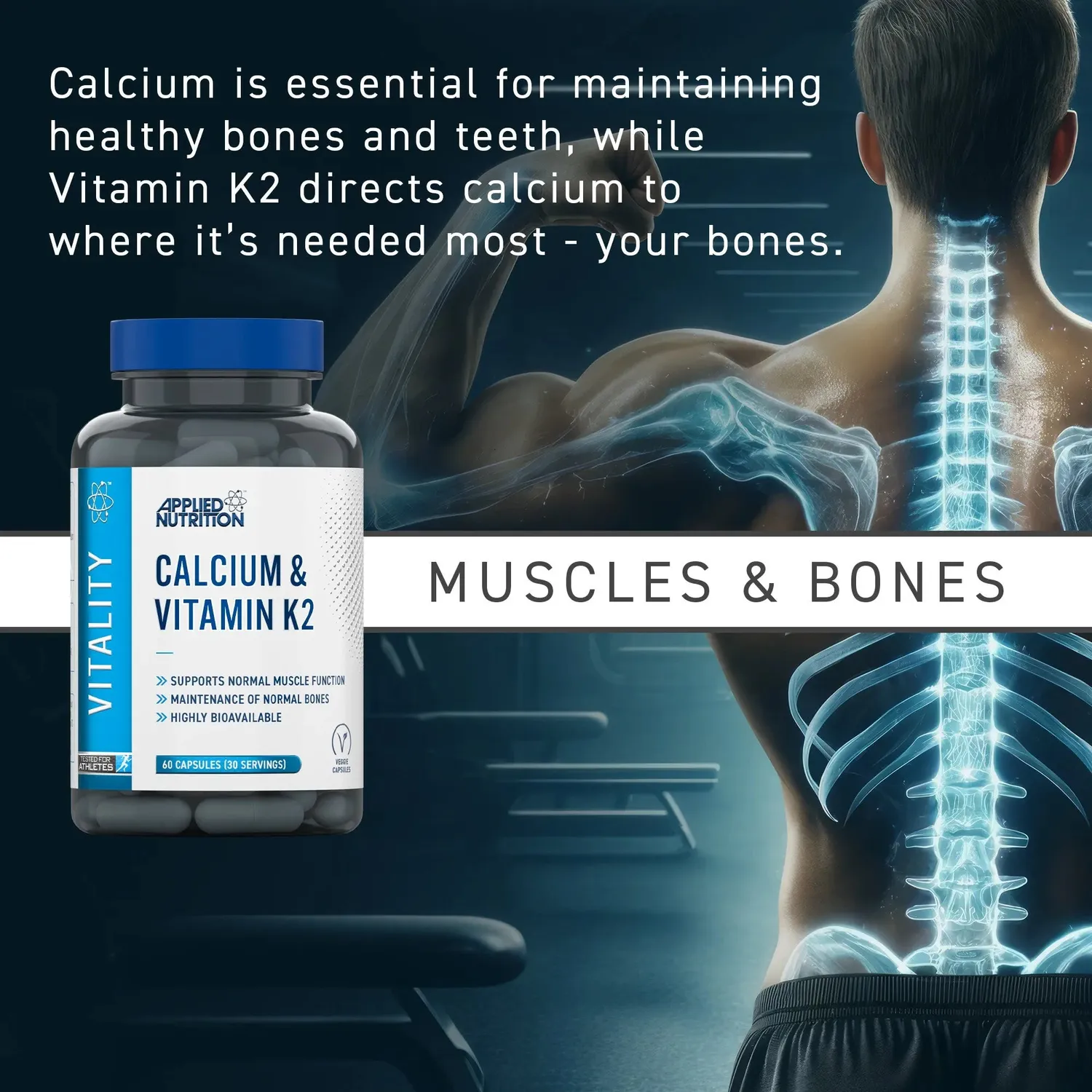 Applied Nutrition Calcium Vitamin K2 Kapseln 60 Stück Monatsvorrat
