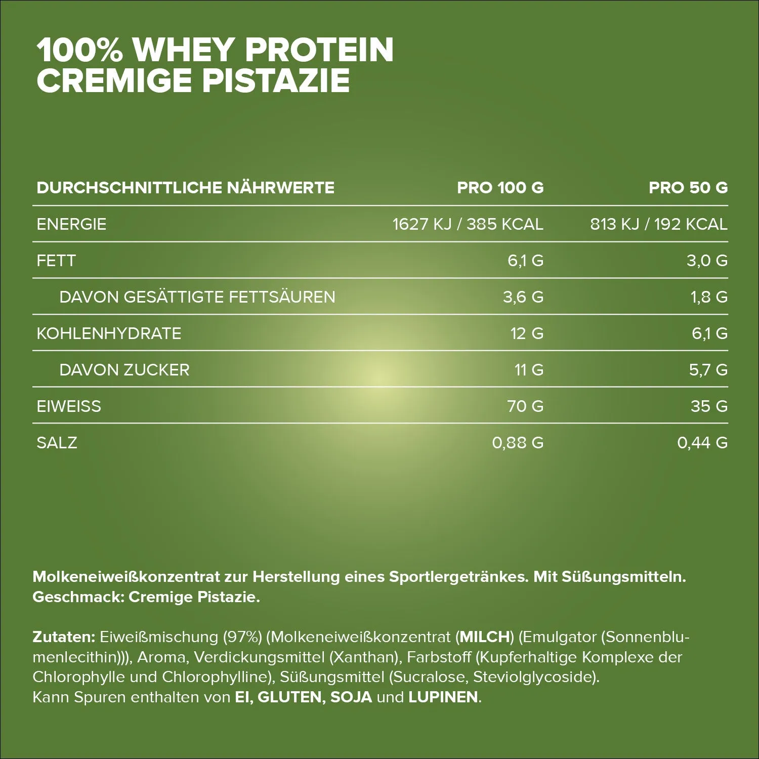 Iron Maxx 100% Whey Protein Creamy Pistazie Pulver 500g zuckerfrei