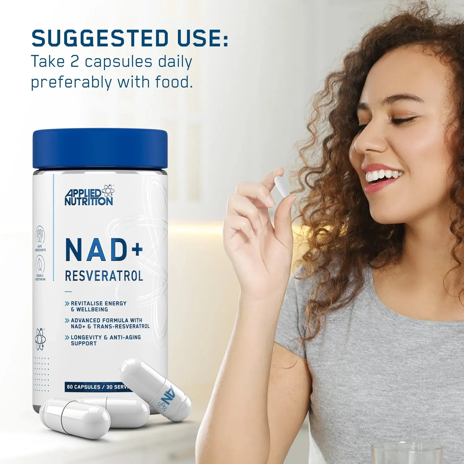 Applied Nutrition NAD+ Resveratrol 60 Kapseln Zellenergie Vitamin C
