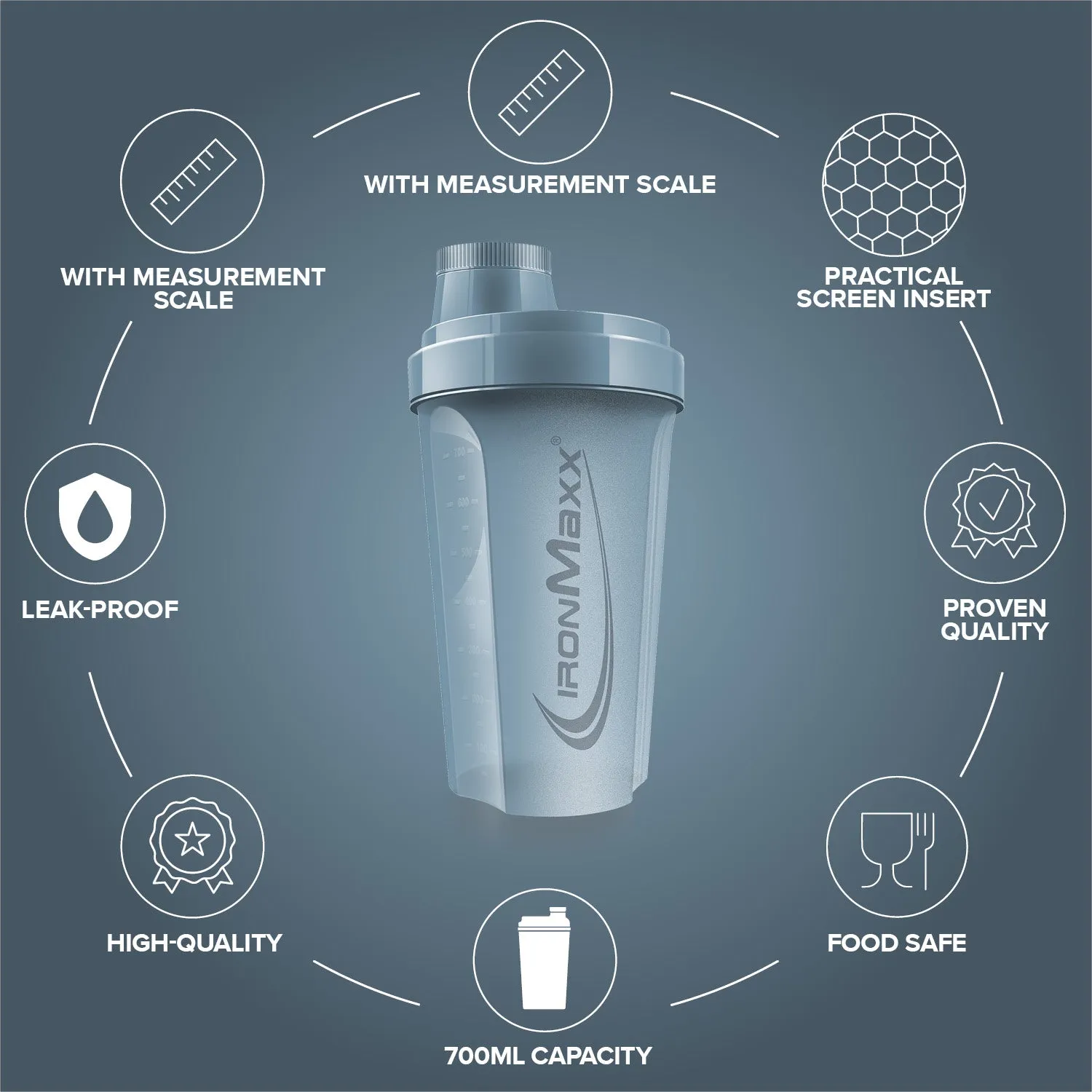 IronMaxx Shaker 700ml Kyanaite Blue Protein Shaker