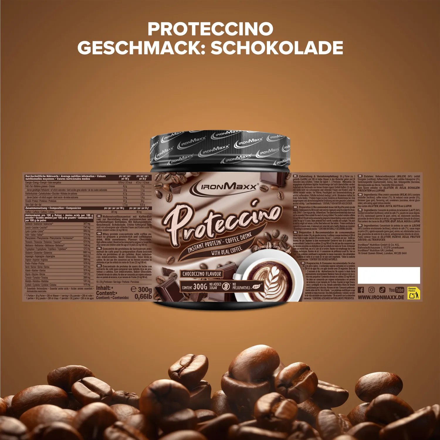 Iron Maxx Proteccino Protein Kaffee 300g Chococcino Koffein