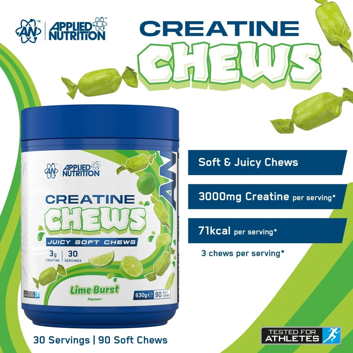 Applied Nutrition Creatine Chews Kreatin-Kautabletten Mixed 90 Stück