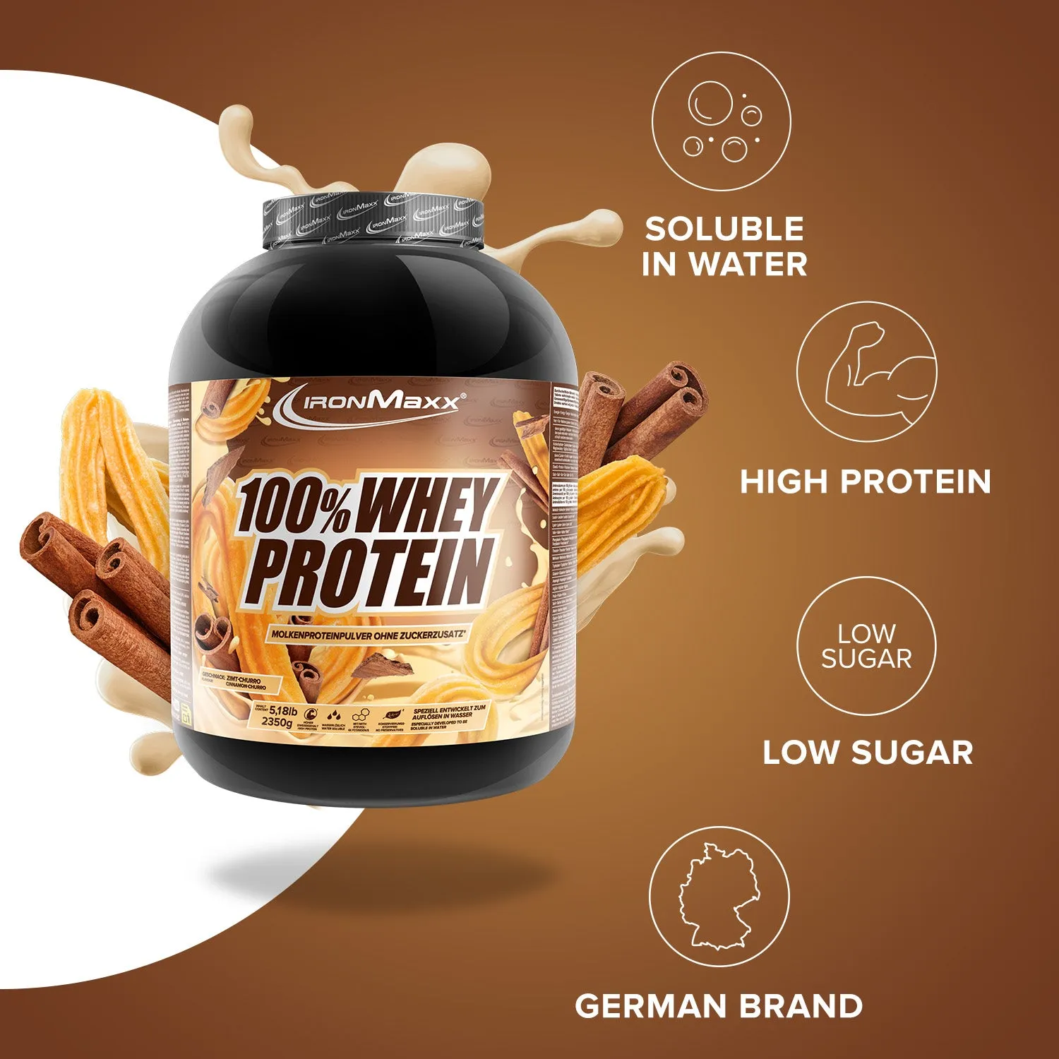Iron Maxx 100% Whey Protein Cinnamon Churro Pulver 2350g zuckerfrei