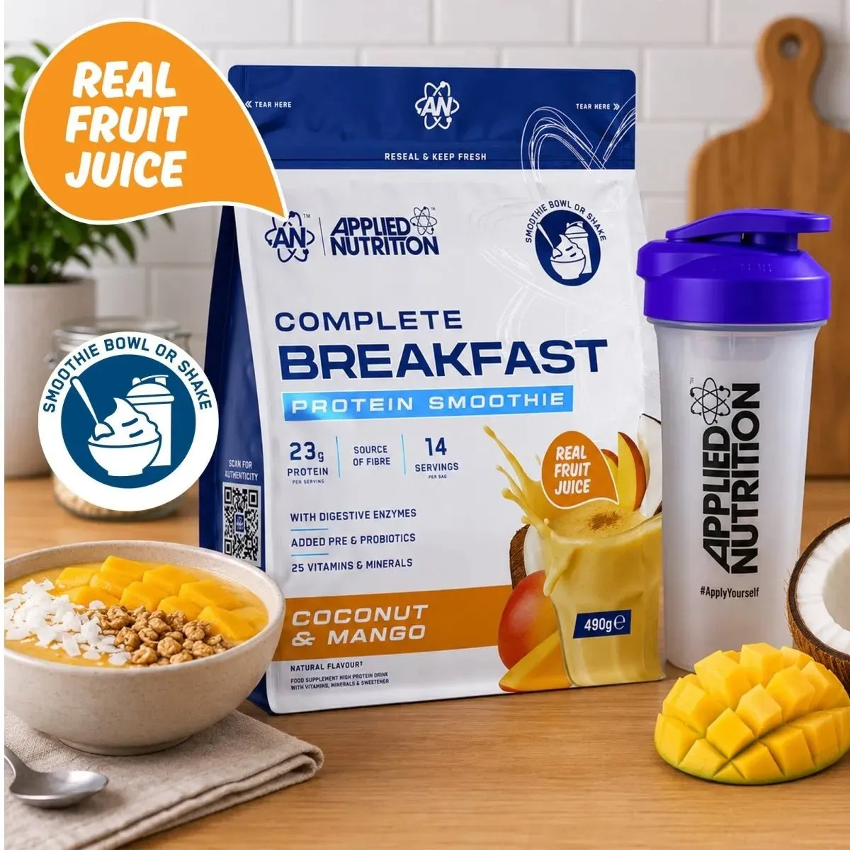 Applied Nutrition Complete Breakfast Protein Shake Apfel Zimt 14 Port.