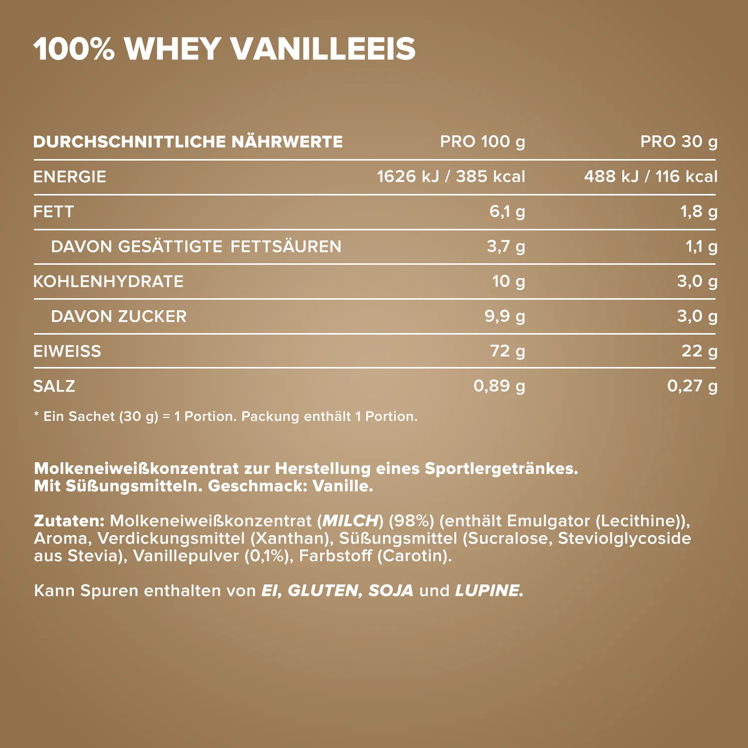 Iron Maxx 100% Whey Protein Vanilla Ice Cream 10x30g zuckerfrei