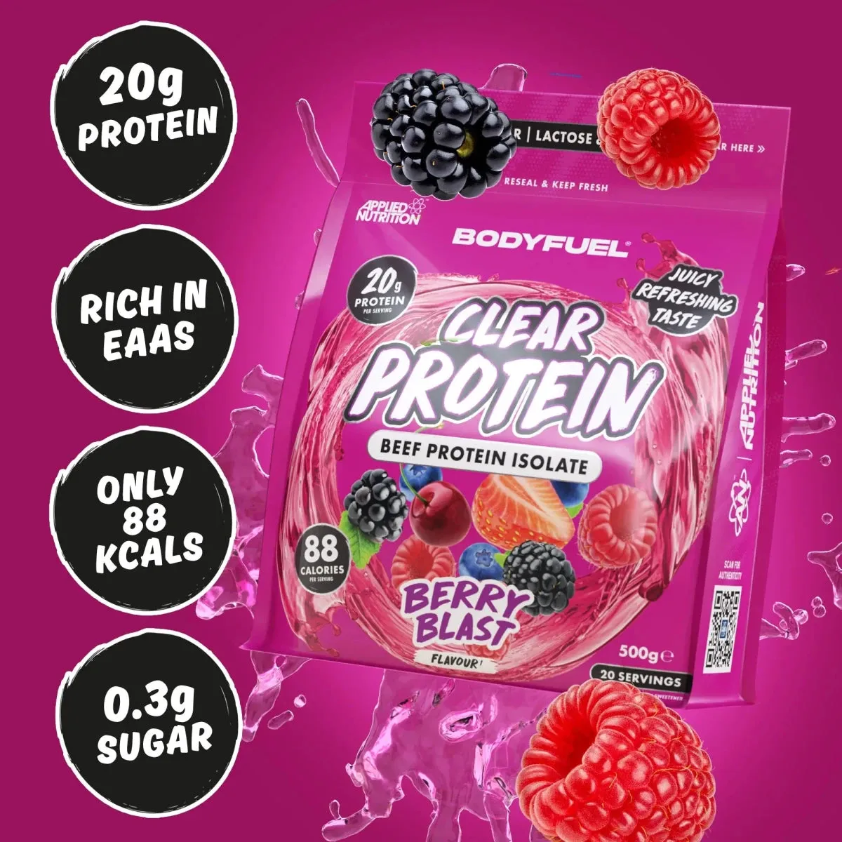 BODYFUEL Clear Beef Protein Isolat 500g Citrus