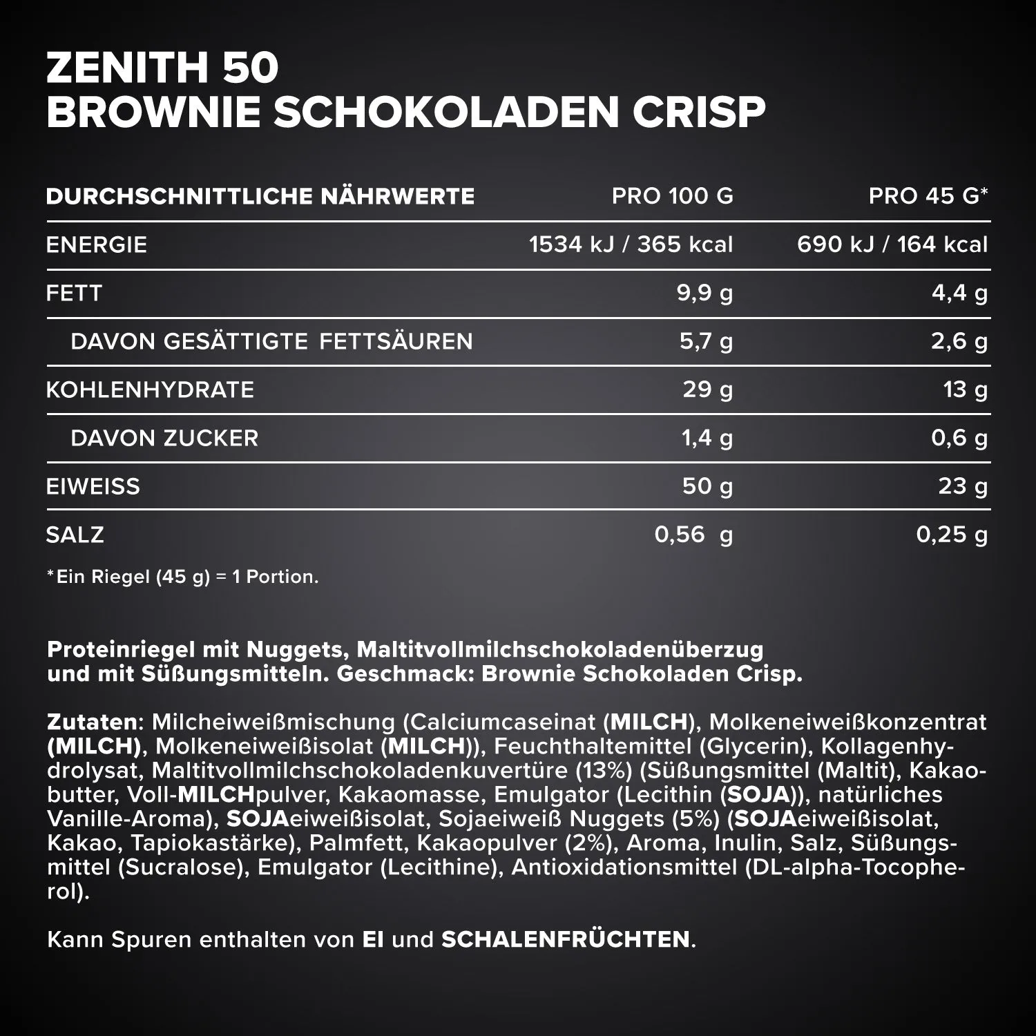 Iron Maxx ZENITH® 50 Protein Riegel Brownie Chocolate Crisp 16x45 g