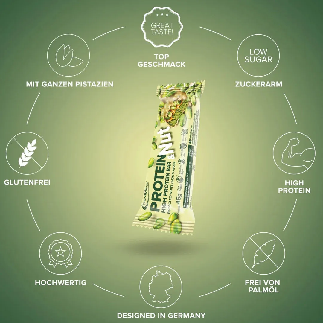 Iron Maxx Protein & Nut Proteinriegel Pistachio White Choc 12 x 45 g