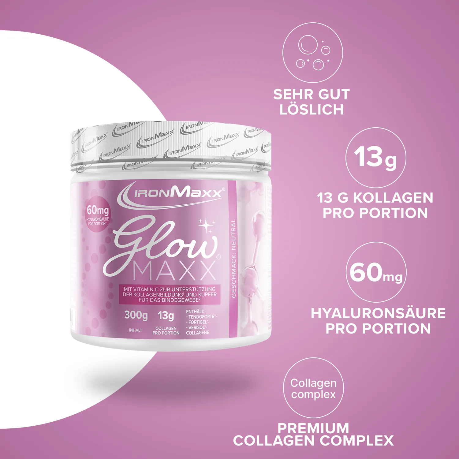 Iron Maxx GlowMaxx 300 g Kollagenpulver Neutral