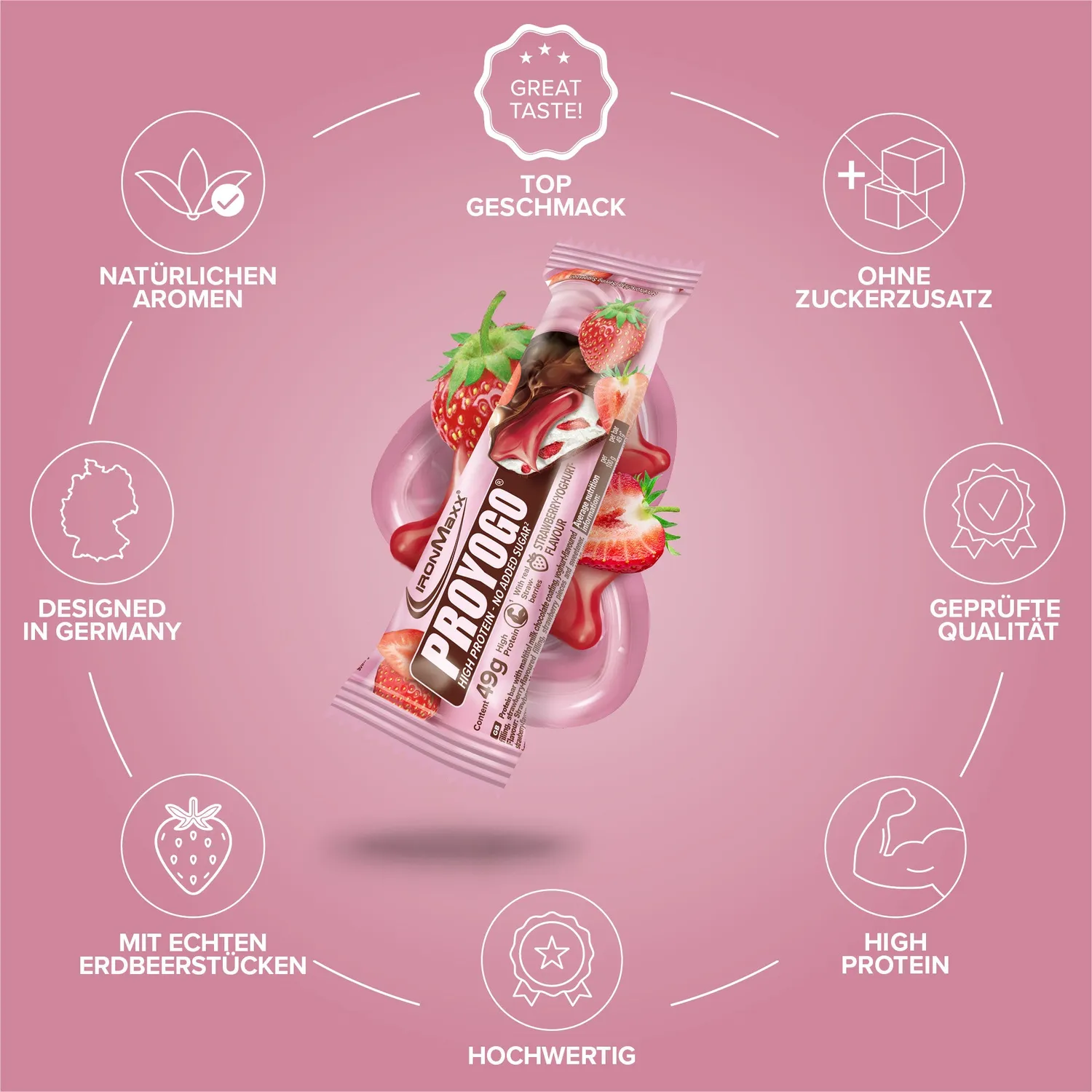 Iron Maxx Proyogo Proteinriegel 49 g Strawberry Yoghurt