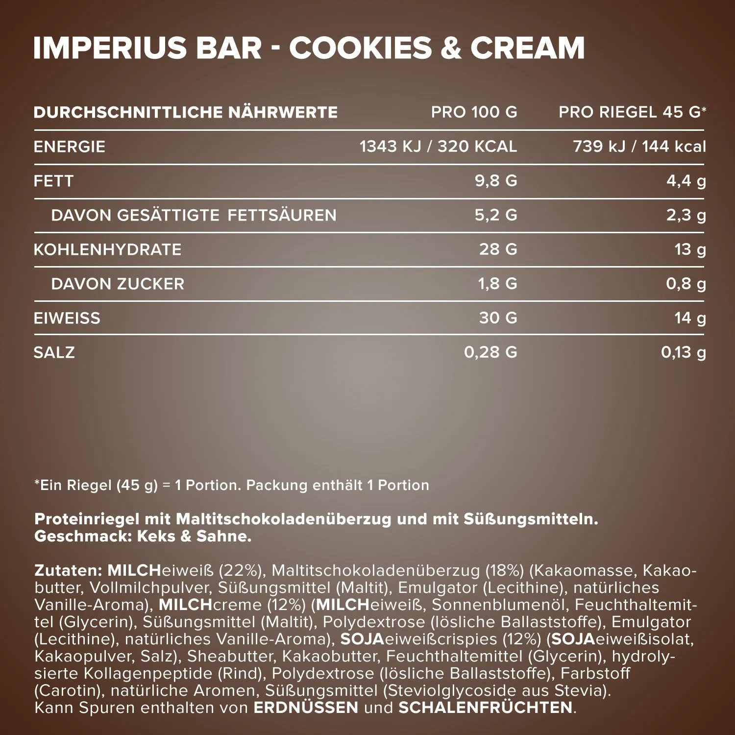 Iron Maxx Imperius Proteinriegel 24x45g Cookies & Cream Box